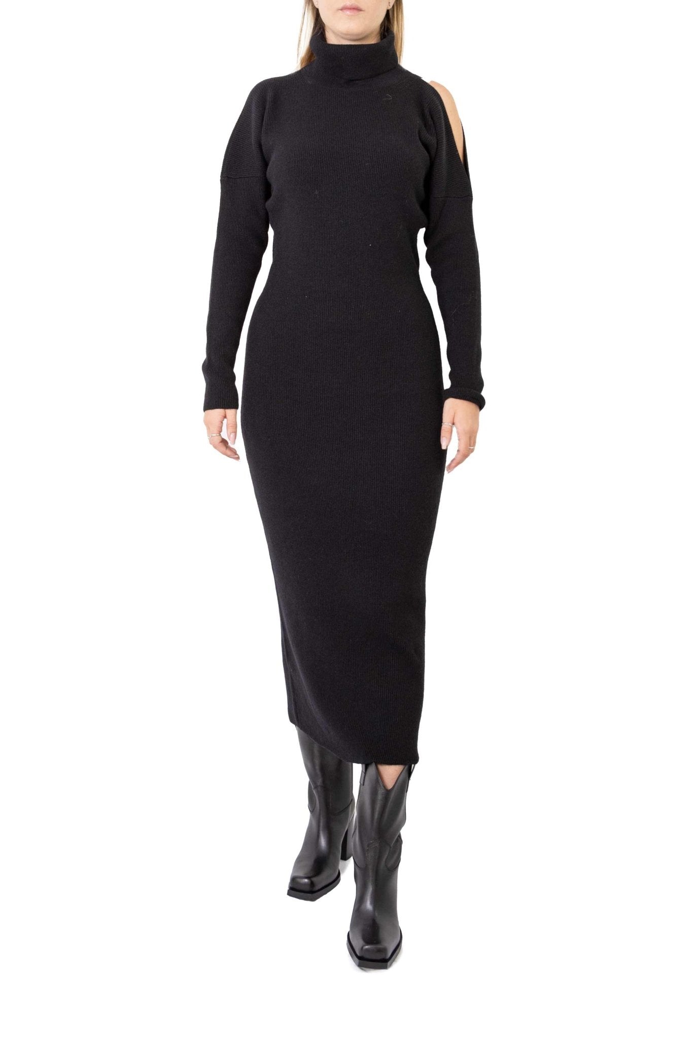 Abito in maglia nero con cut-out spalle 57155 N D.EXTERIOR