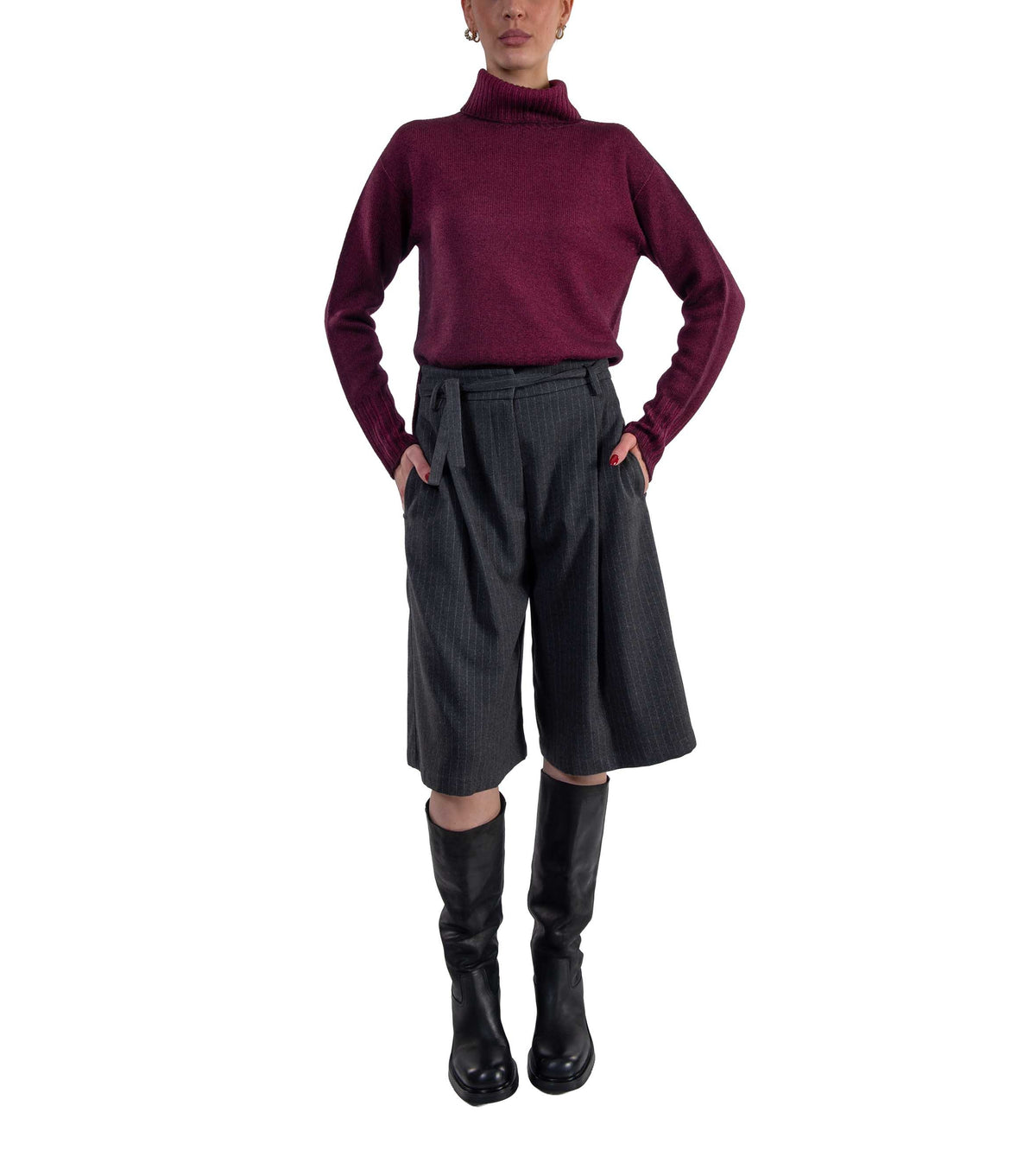 Maglia collo alto bordeaux 3520 BURGUNDY ARROVESCIO