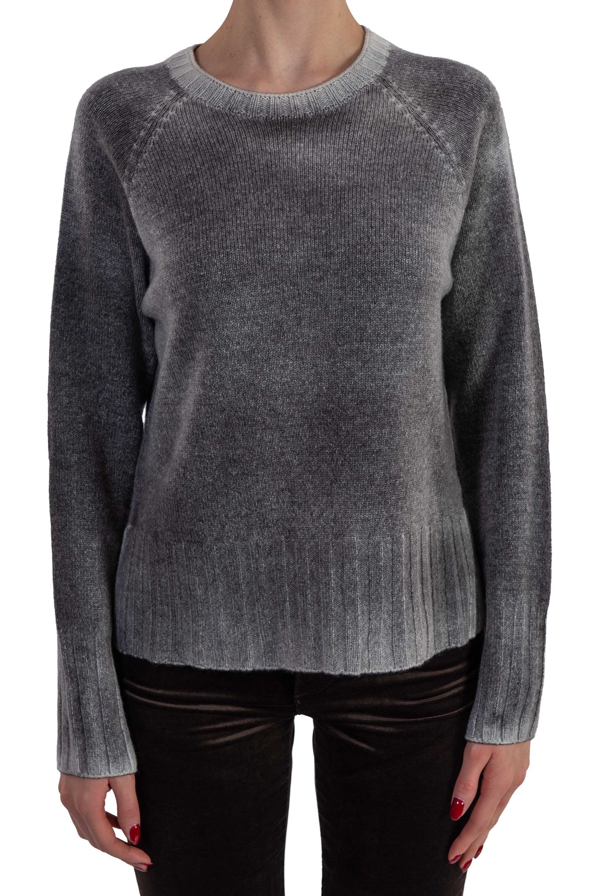 Maglia girocollo sfumata marrone 3611 COFFEE ARROVESCIO