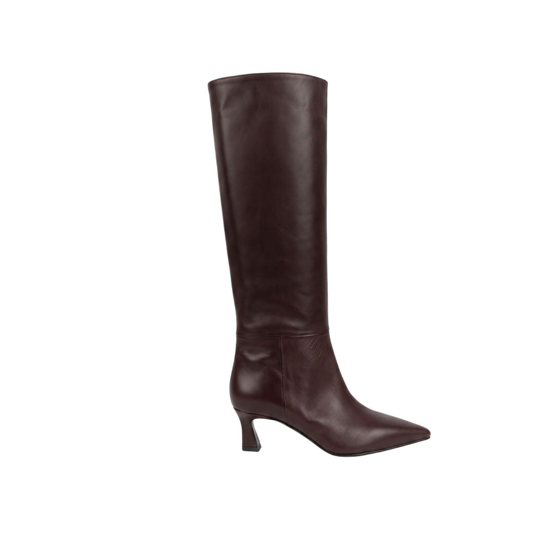 Stivale tacco medio pelle bordeaux A1655 BORDO BIANCA DI