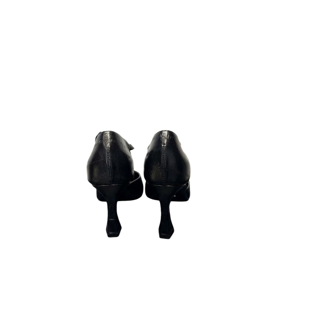 T-Strap pelle nera A785 NERO BIANCA DI