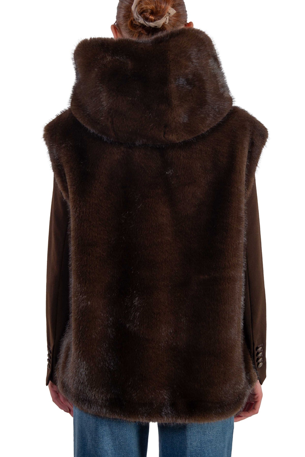 Gilet in ecopelliccia marrone 7364 MORO Bully