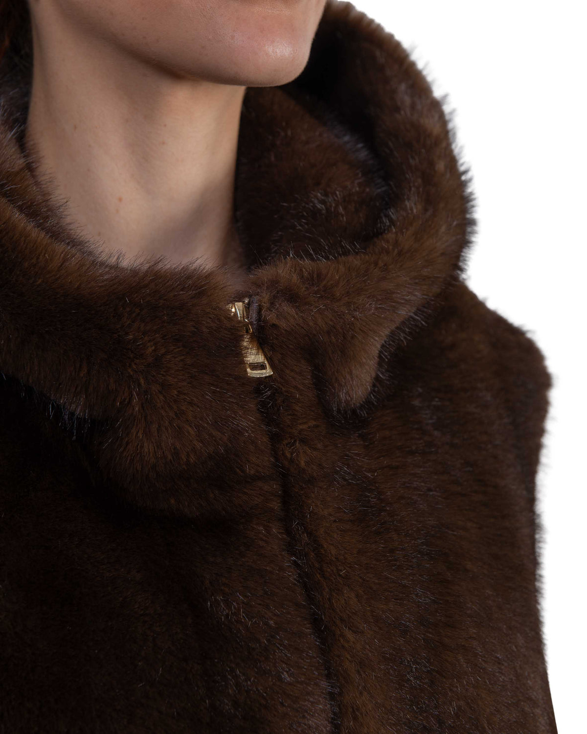 Gilet in ecopelliccia marrone 7364 MORO Bully