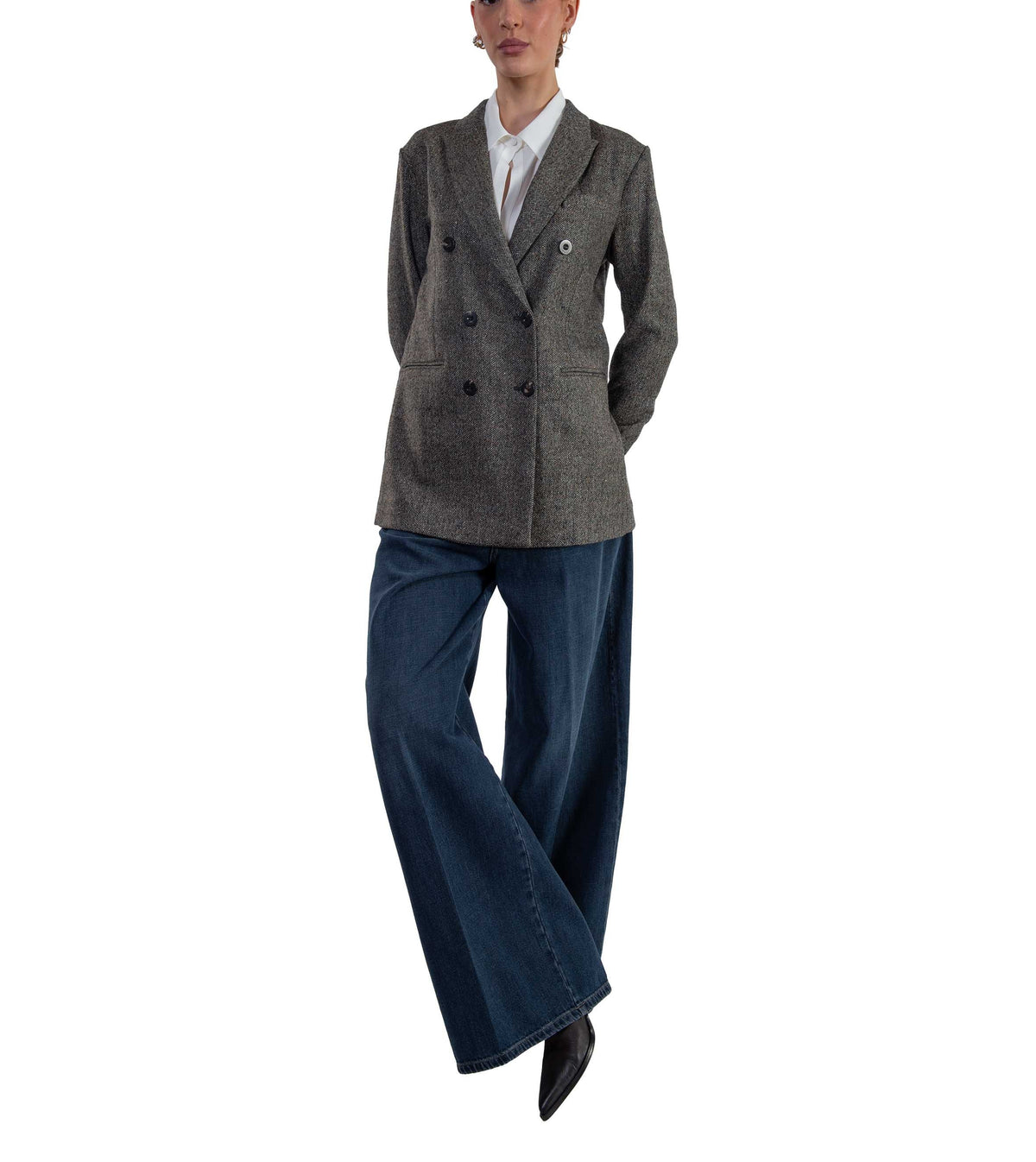 Giacca doppiopetto tweed verde FD4201 MILITARE CIRCOLO
