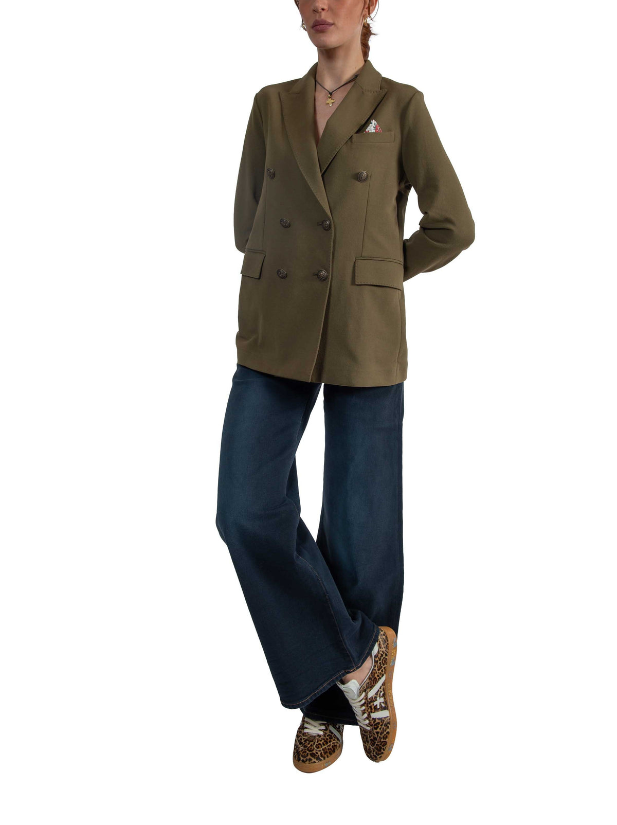 Giacca doppiopetto tweed verde FD4201 MILITARE CIRCOLO