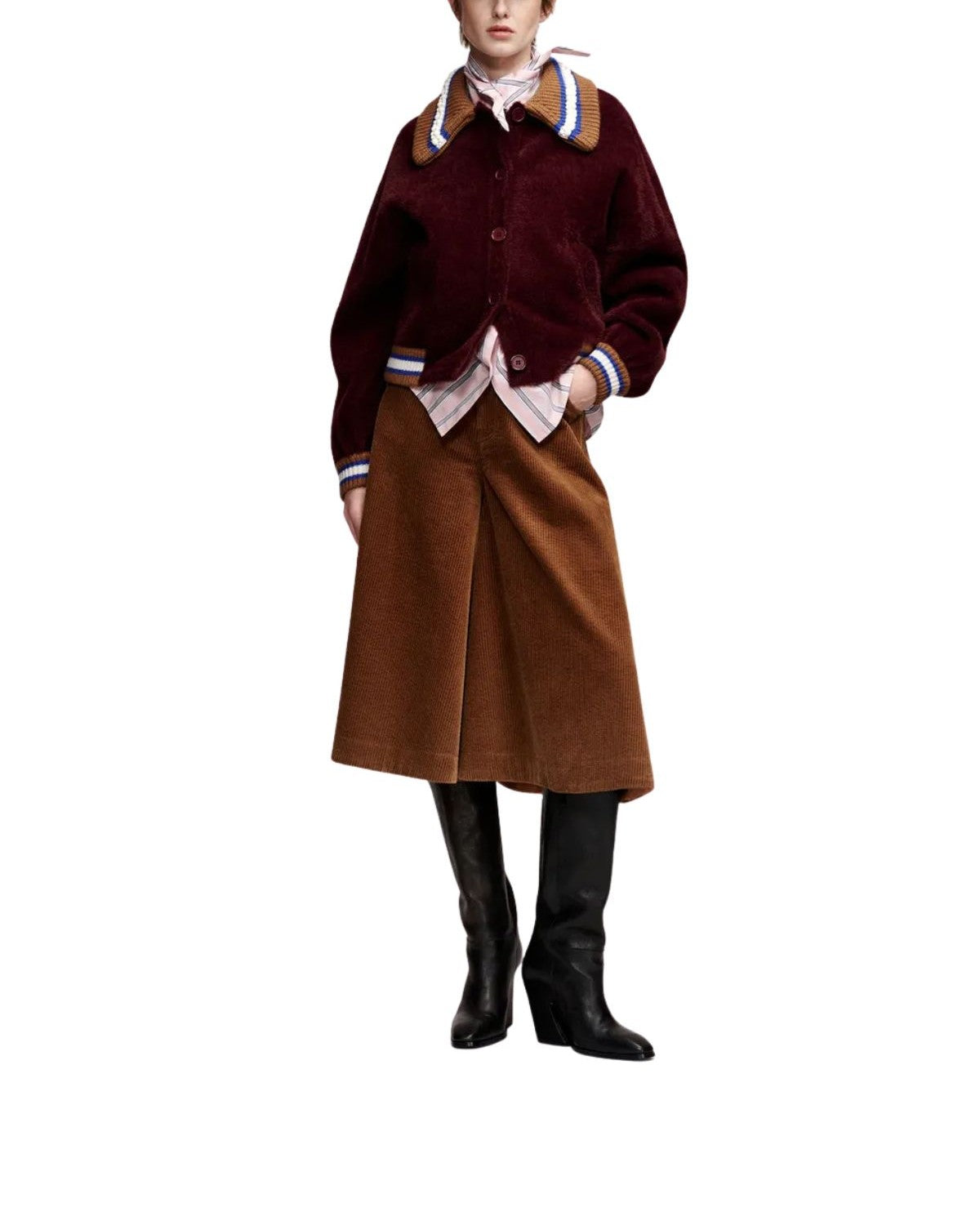 Bomber Kamore bordeaux con colletto decorato. KAMORE WINE ESSENTIEL ANTWERP