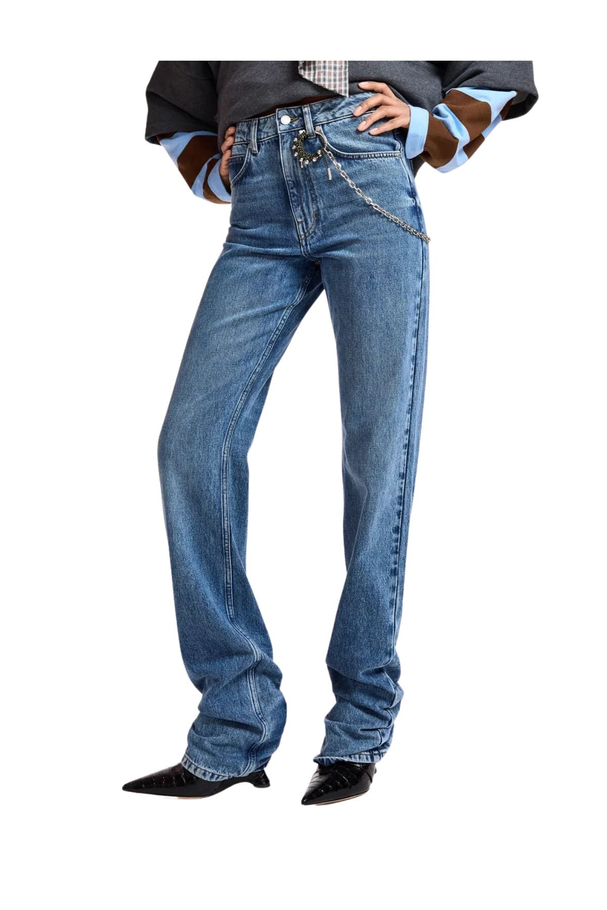 Jeans blu Karlos a gamba dritta con orlo arricciato. KARLOS MIDNIGHT ESSENTIEL ANTWERP
