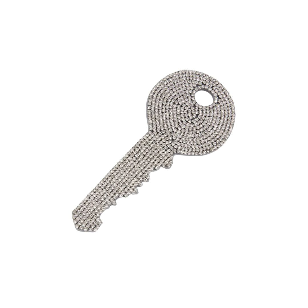 Spilla Kazall a forma di chiavecon strass argentati KAZALL OFF WHITE ESSENTIEL ANTWERP