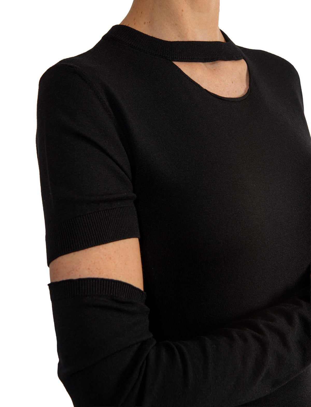 Maglia con manicotti nera 32015 NERO FEDERICA TOSI