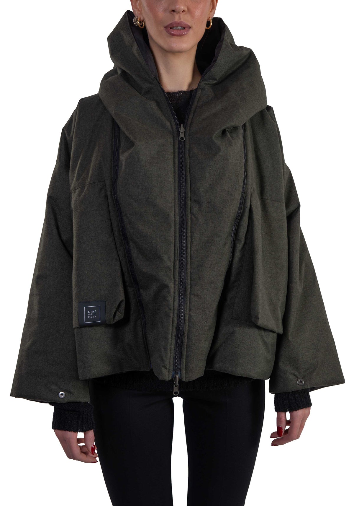 Bomber Hoodie reversibile verde S558 HOODIE BOMBER GREEN KImonorain