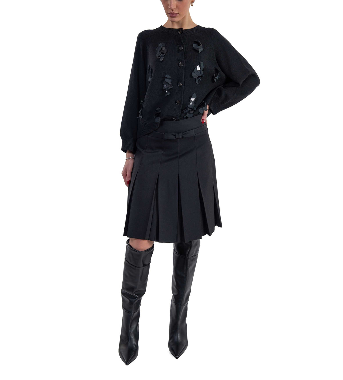 Cardigan nero con applicazioni CLEA NERO LIVIANA CONTI