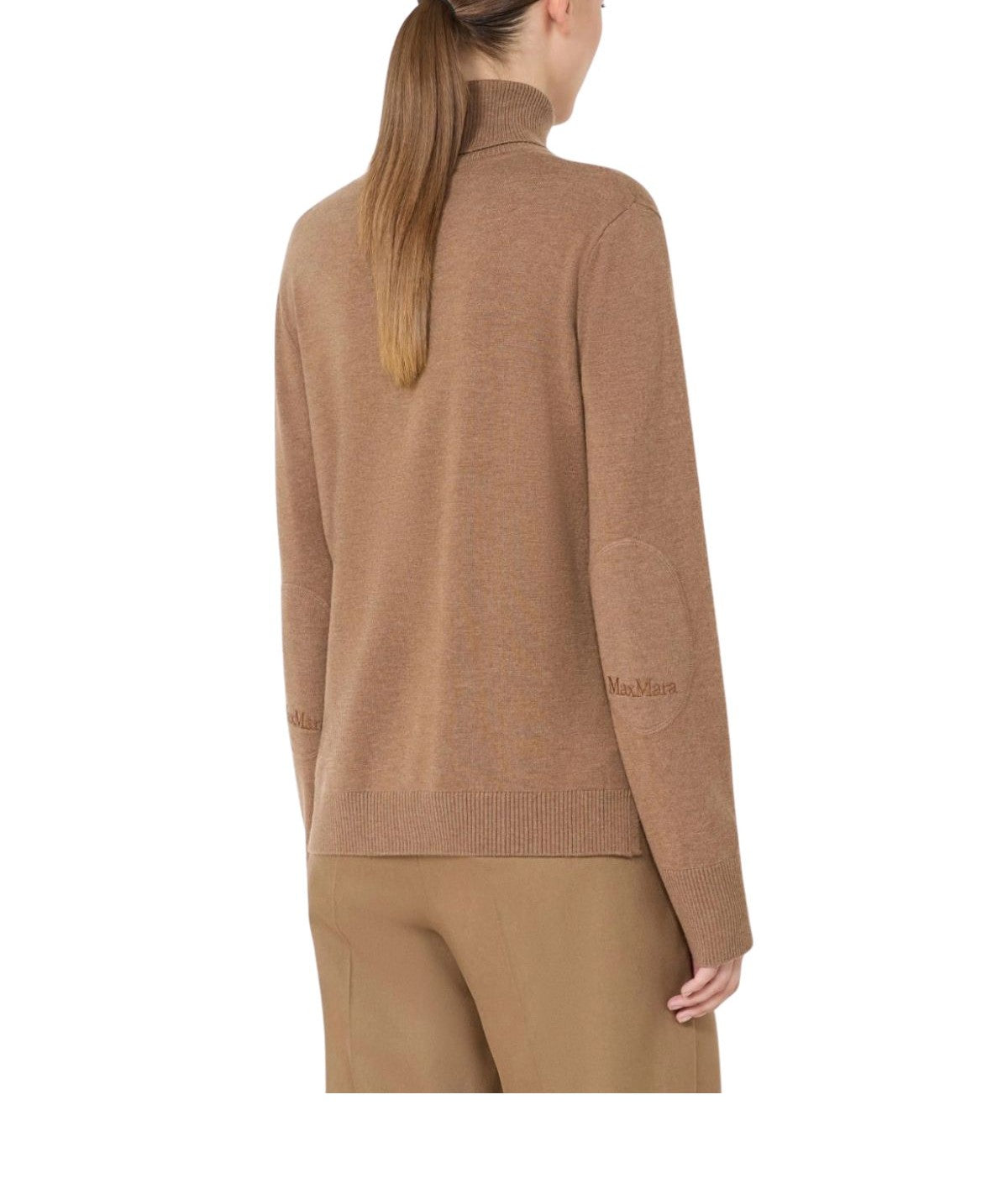 Dolcevita in lana con toppe logate cammello ALLEGRA 004 MAX MARA
