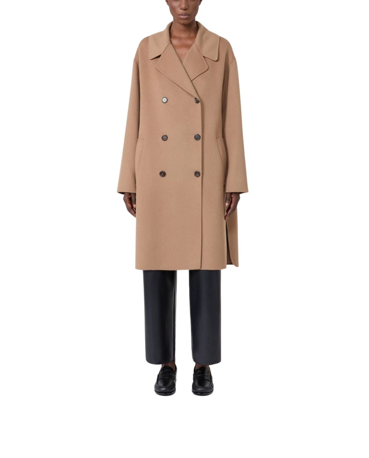 Cappotto midi doppiopetto in lana cammello Magnolia MAGNOLIA 045 CAMMELLO MAX MARA