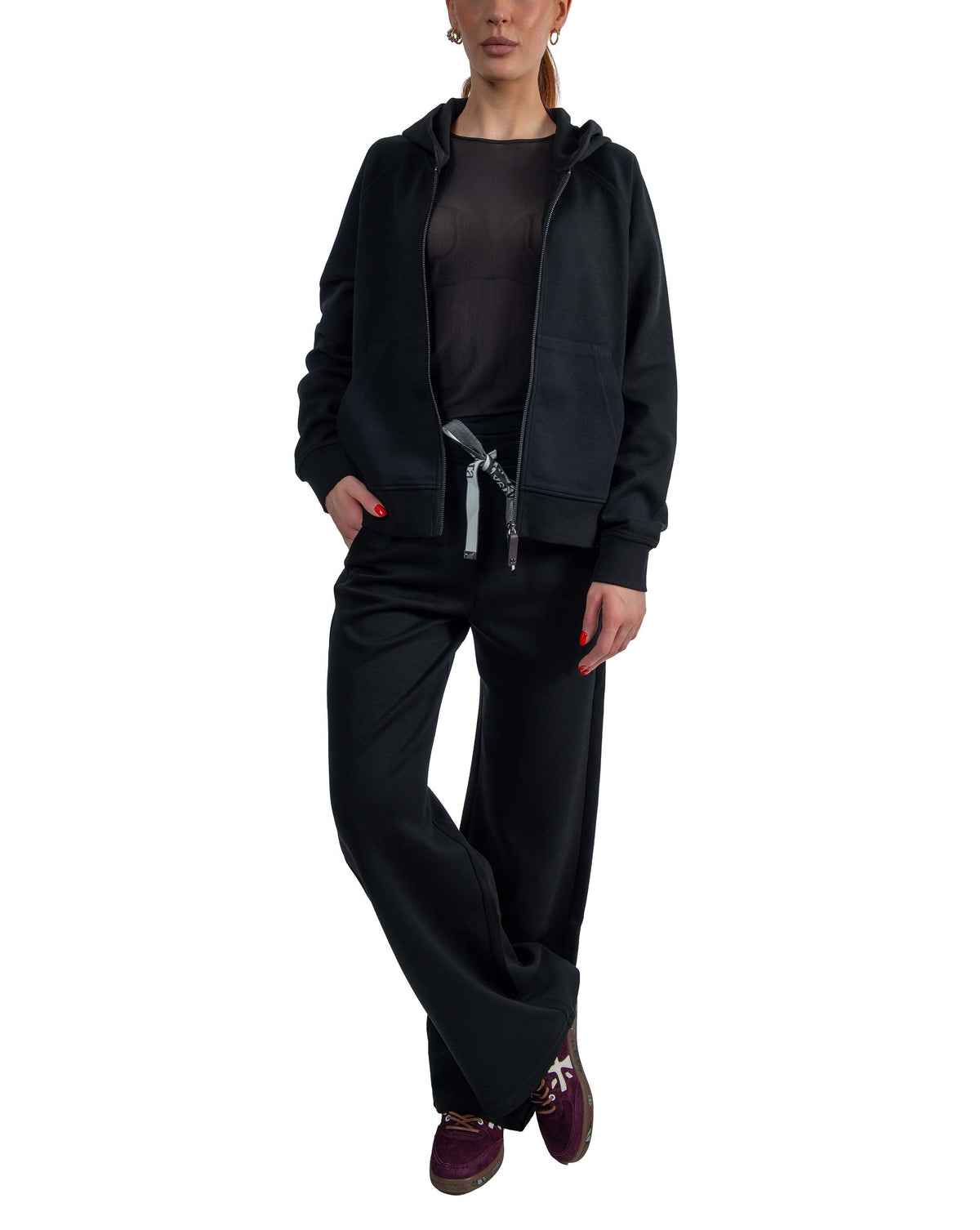 Felpa in jersey di cotone tecnico nera Marea MAREA 05 NERO MAX MARA