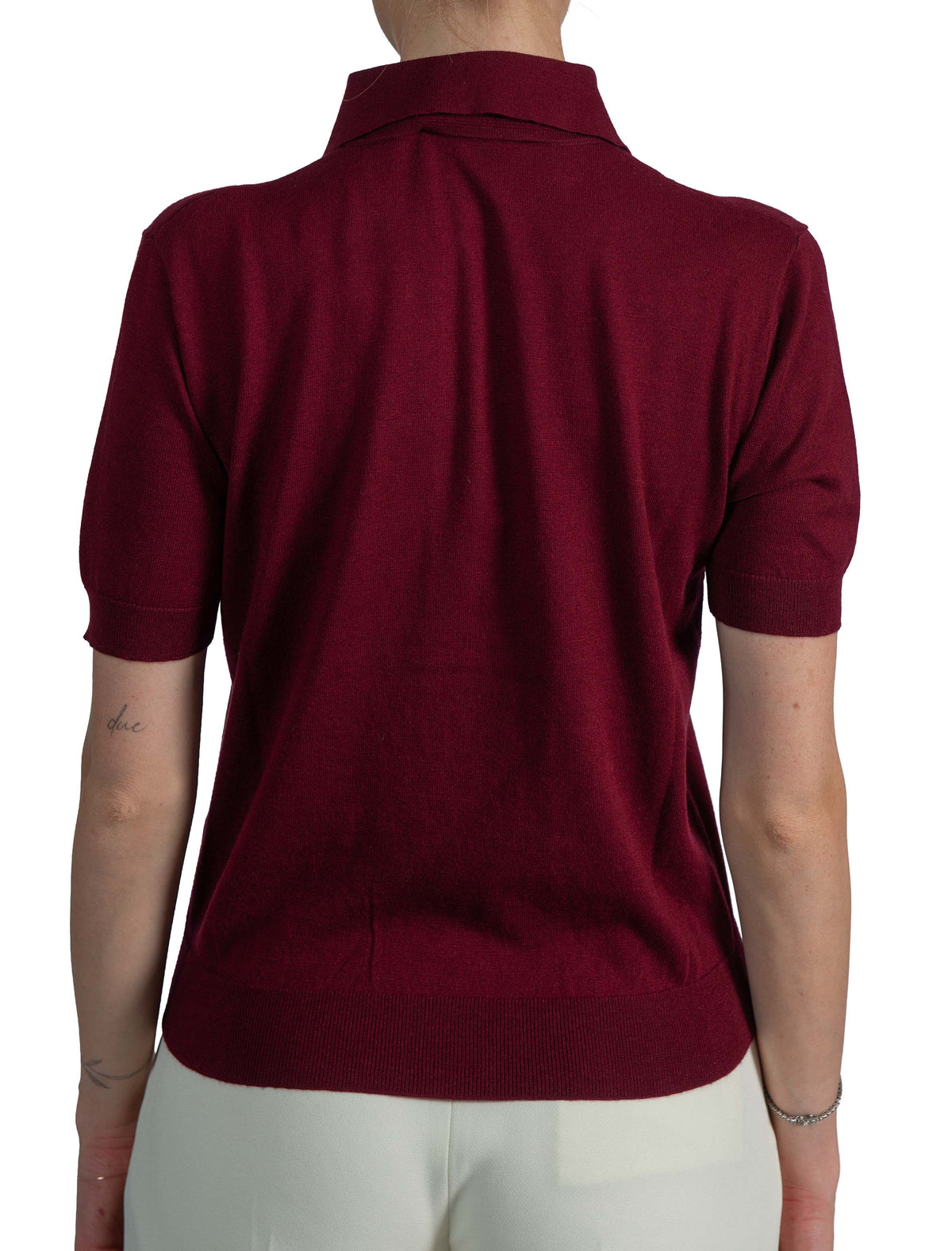 Polo in filato di cotone, seta e cachemire bordeaux- Pomposa POMPOSA 02 BORDO MAX MARA