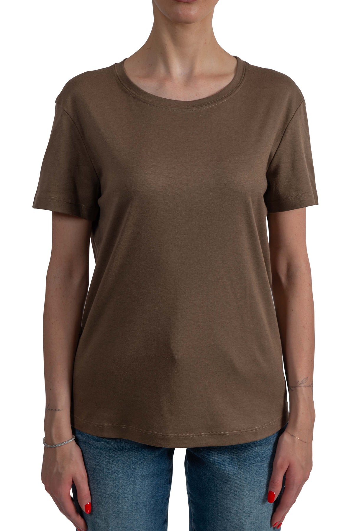 T-shirt in jersey di cotone e modal marrone- Segale SEGALE 03 MARRONE MAX MARA