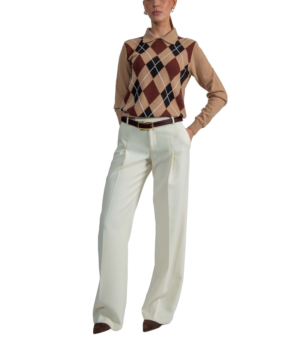 Maglia rombi cammello. 4141MDM205 CLAY MSGM