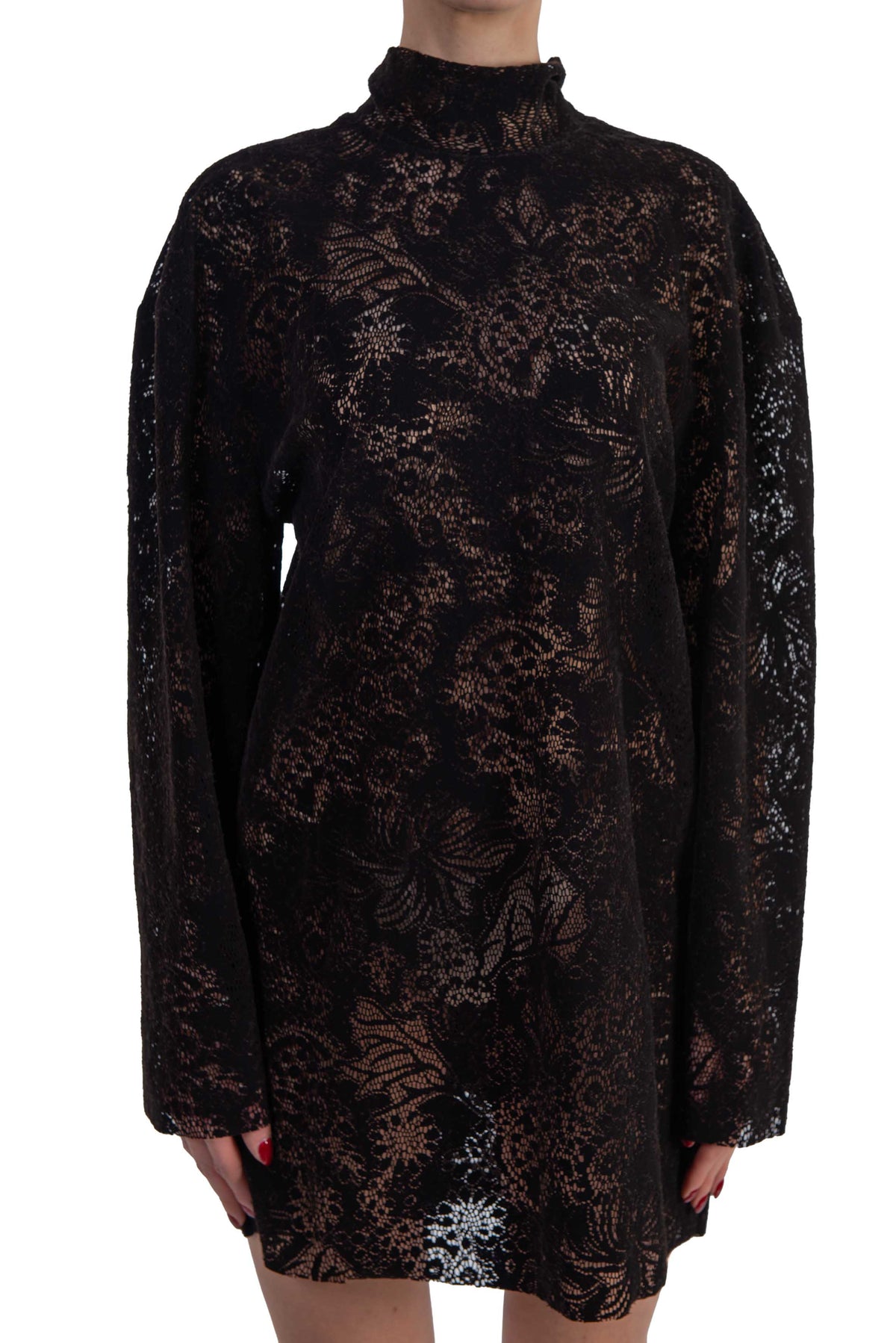 Abito in pizzo effetto vellutato testa di moro 4142MDA07 BDARK CACAO MSGM