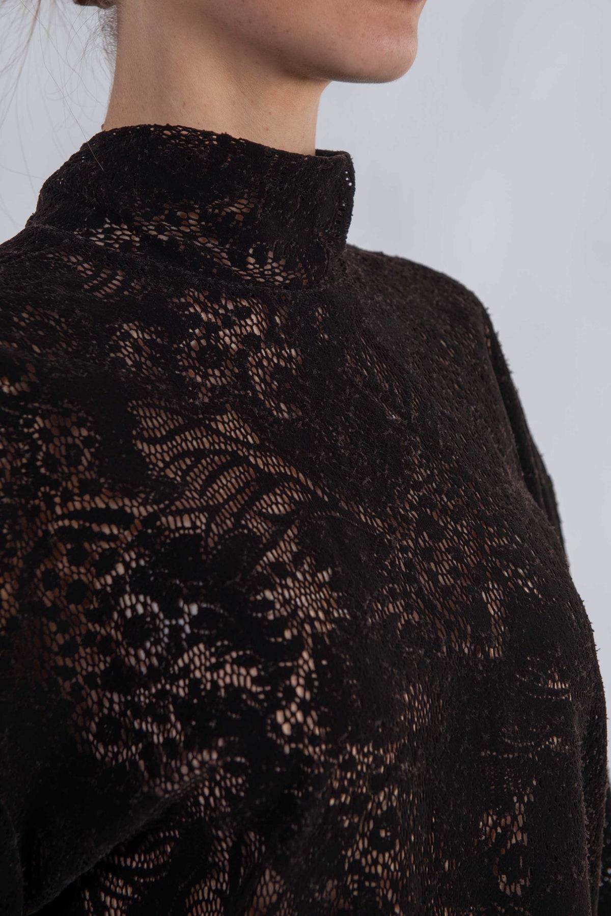 Abito in pizzo effetto vellutato testa di moro 4142MDA07 BDARK CACAO MSGM