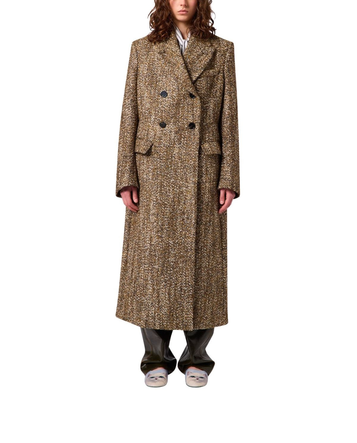 Cappotto doppiopetto in tweed 4142MDC04 BROWN MSGM