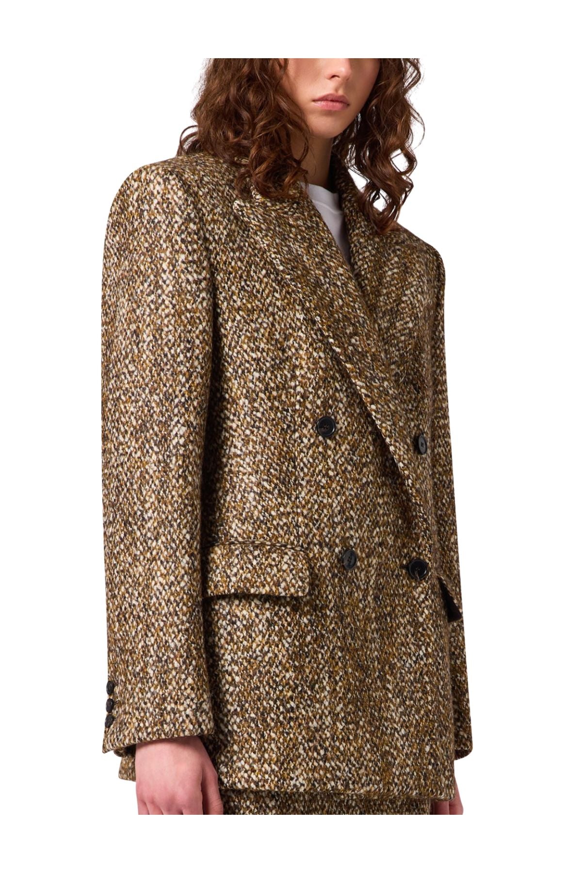 Giacca doppiopetto in tweed 4142MDG02 MULTI BROWN MSGM
