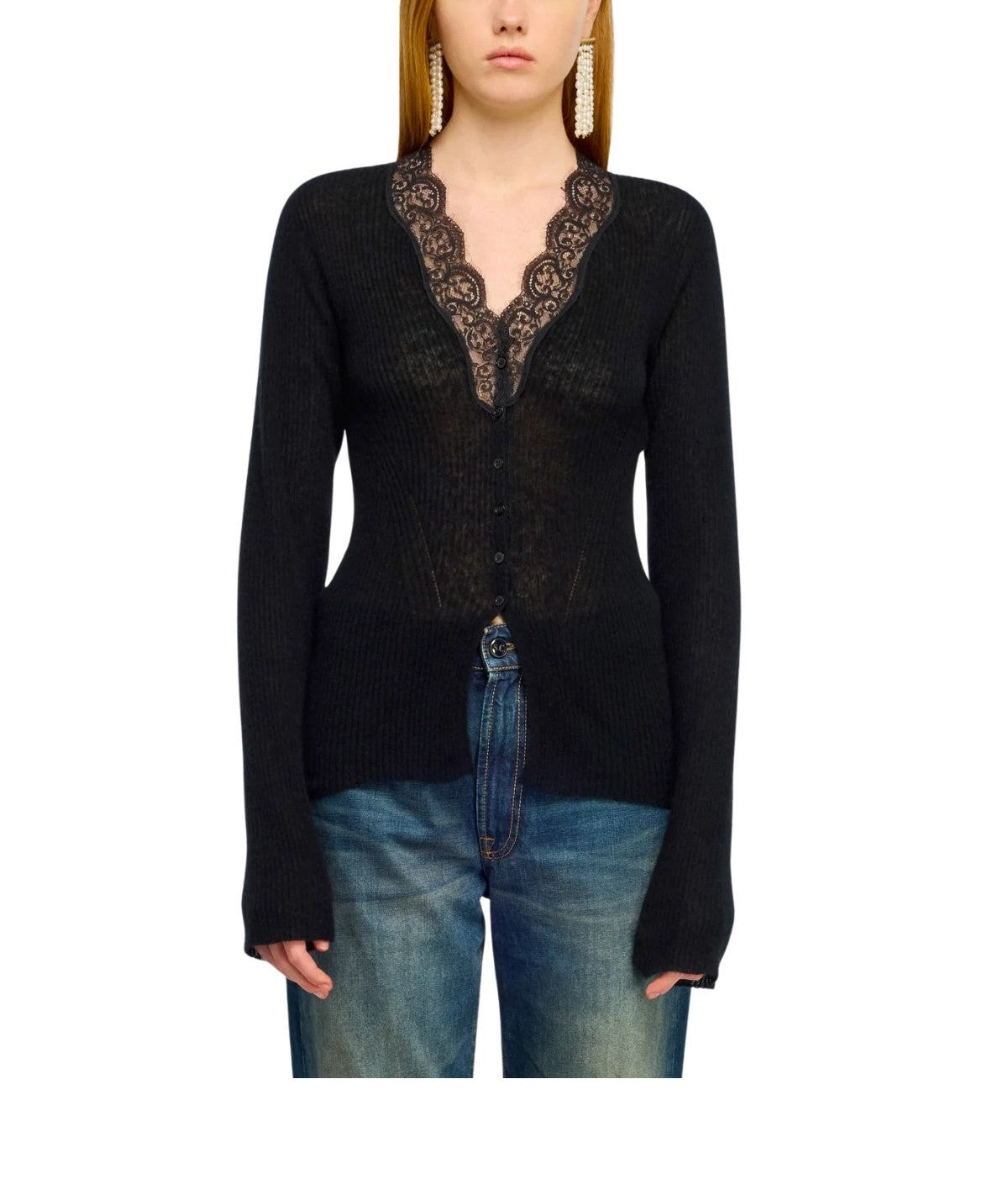 Cardigan nero Almira ALMIRA Y6WE02 NERO SEMICOUTURE