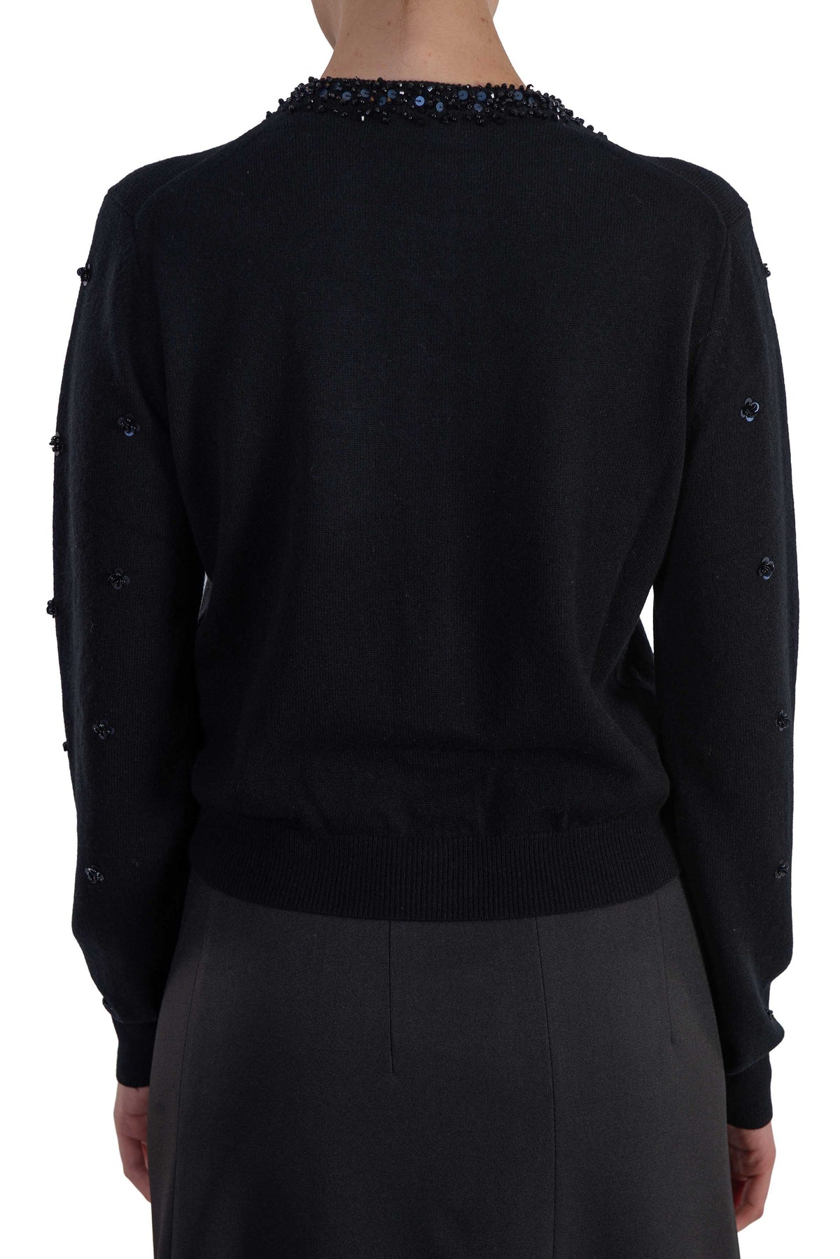 Cardigan nero con strass CHELSEA S6WC10 NERO SEMICOUTURE
