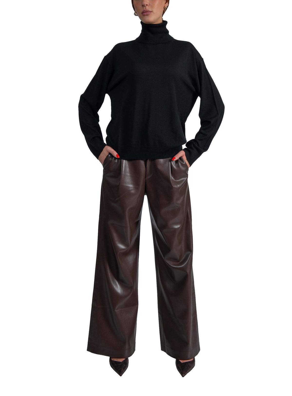 Maglia collo alto nera Freda FREDA Y6WC56 NERO SEMICOUTURE