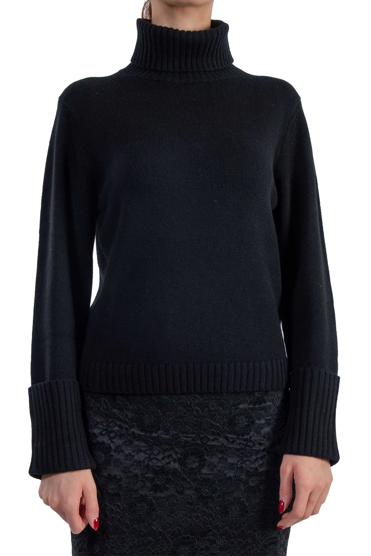 Maglia collo alto nera RALPHINA S6WC03 NERO SEMICOUTURE