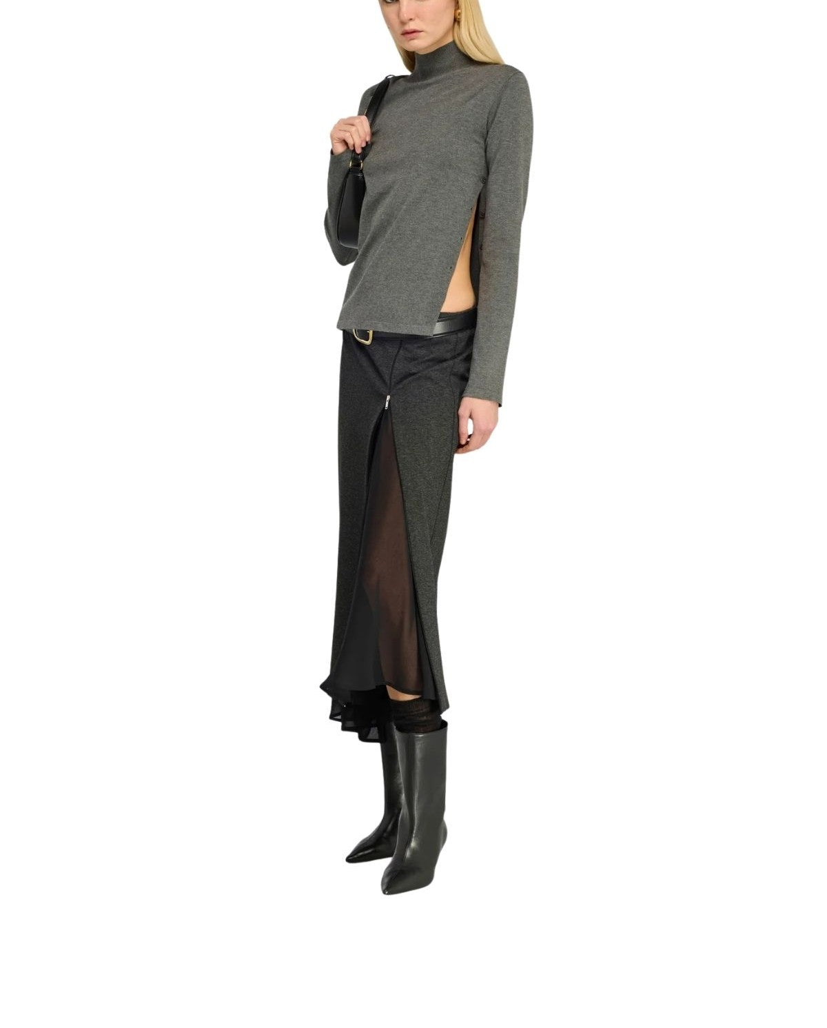 Goona lunga con spacco TOPAZ S6WL14 ANTRACITE SEMICOUTURE