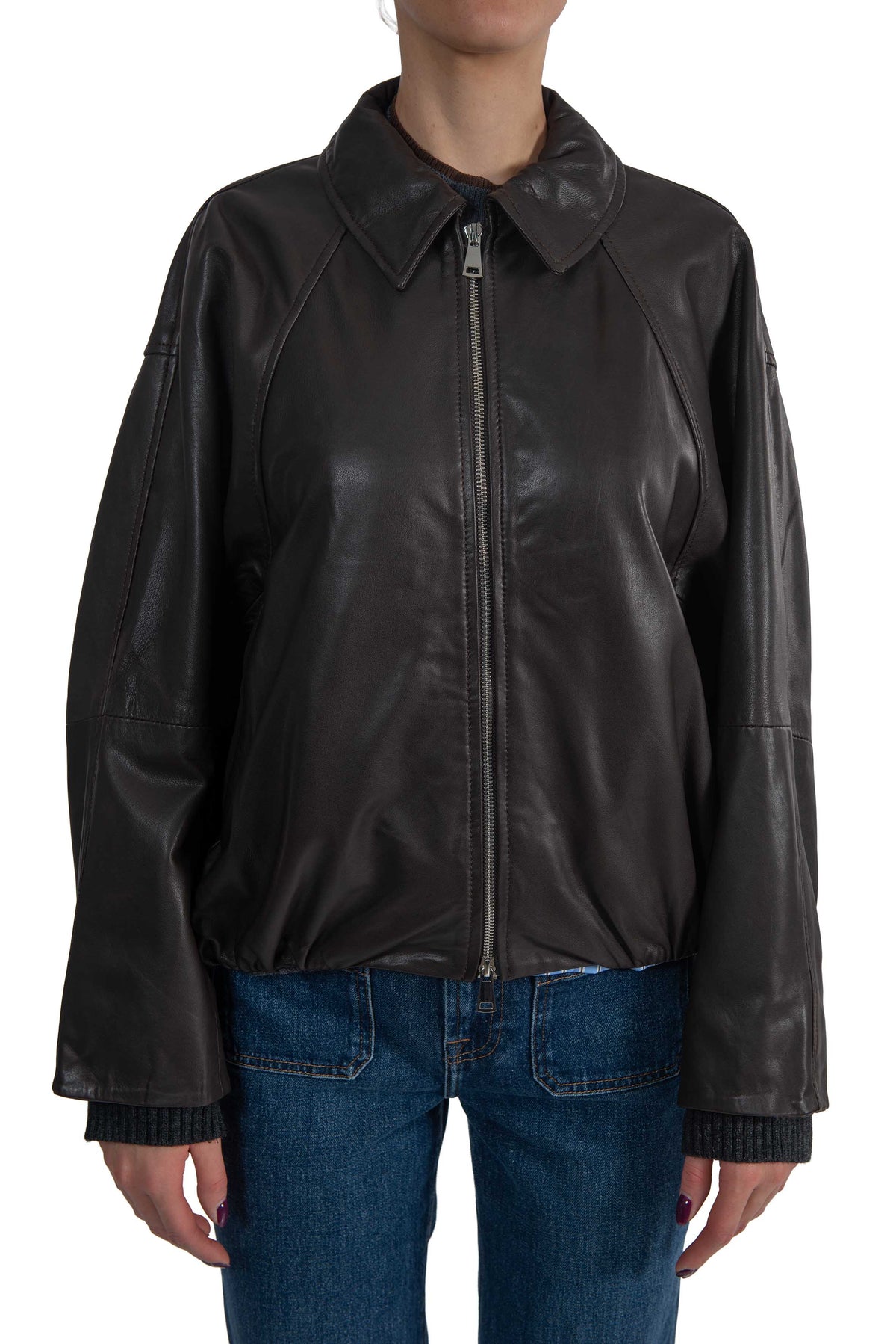 Bomber in pelle testa di moro FIAMMA DARK BROWN THE JACKIE LEATHERS