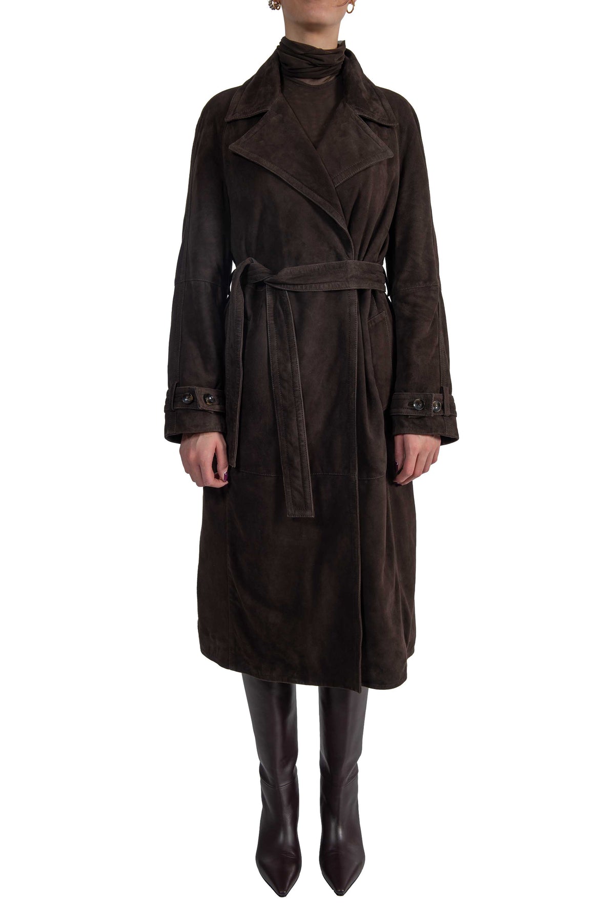 Trench in pelle scamosciata testa di moro PEACEFULL T.MORO THE JACKIE LEATHERS