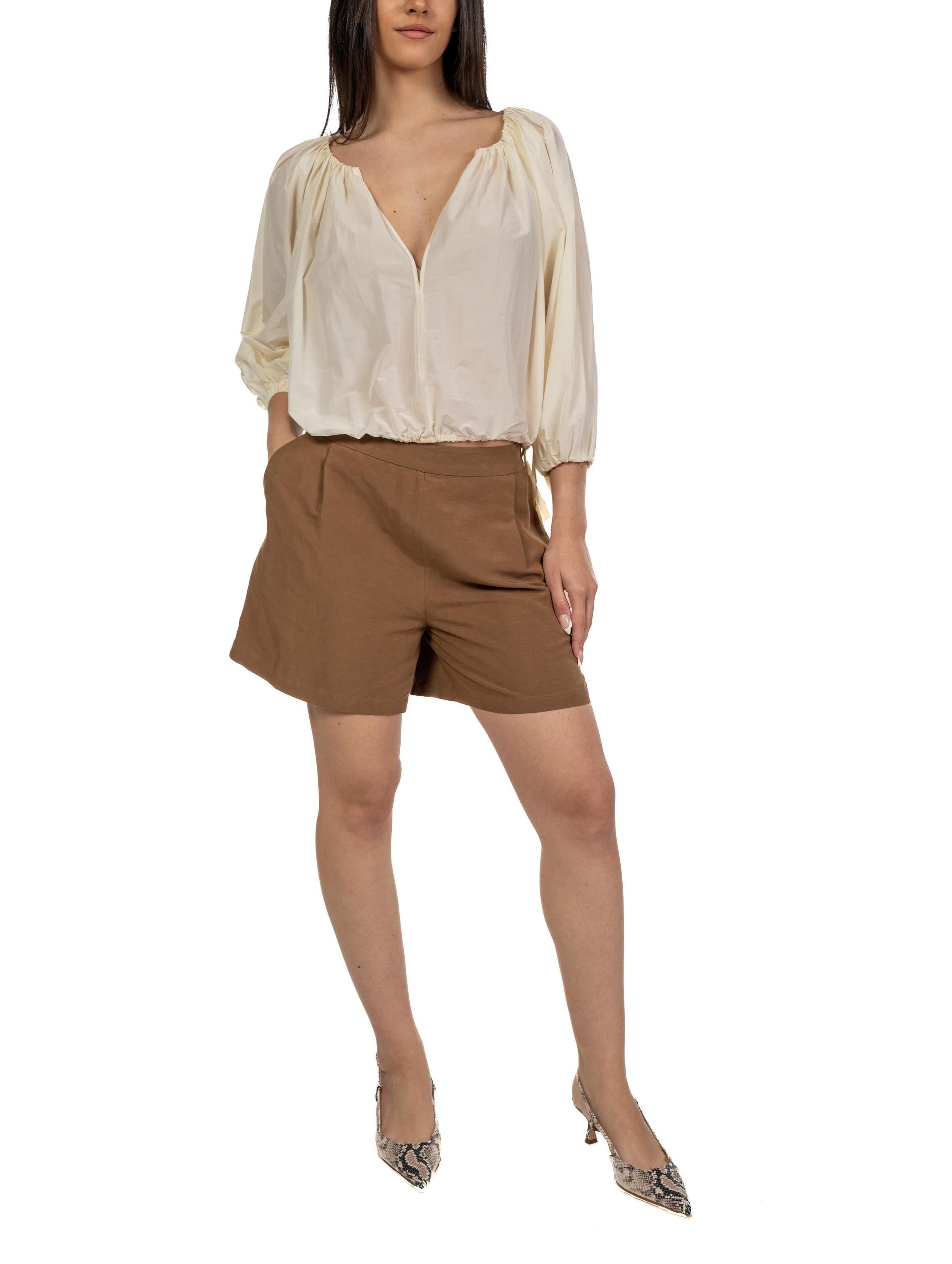 Blusa cropped in nylon A0213 2120 003 AVORIO PHILOSOPHY