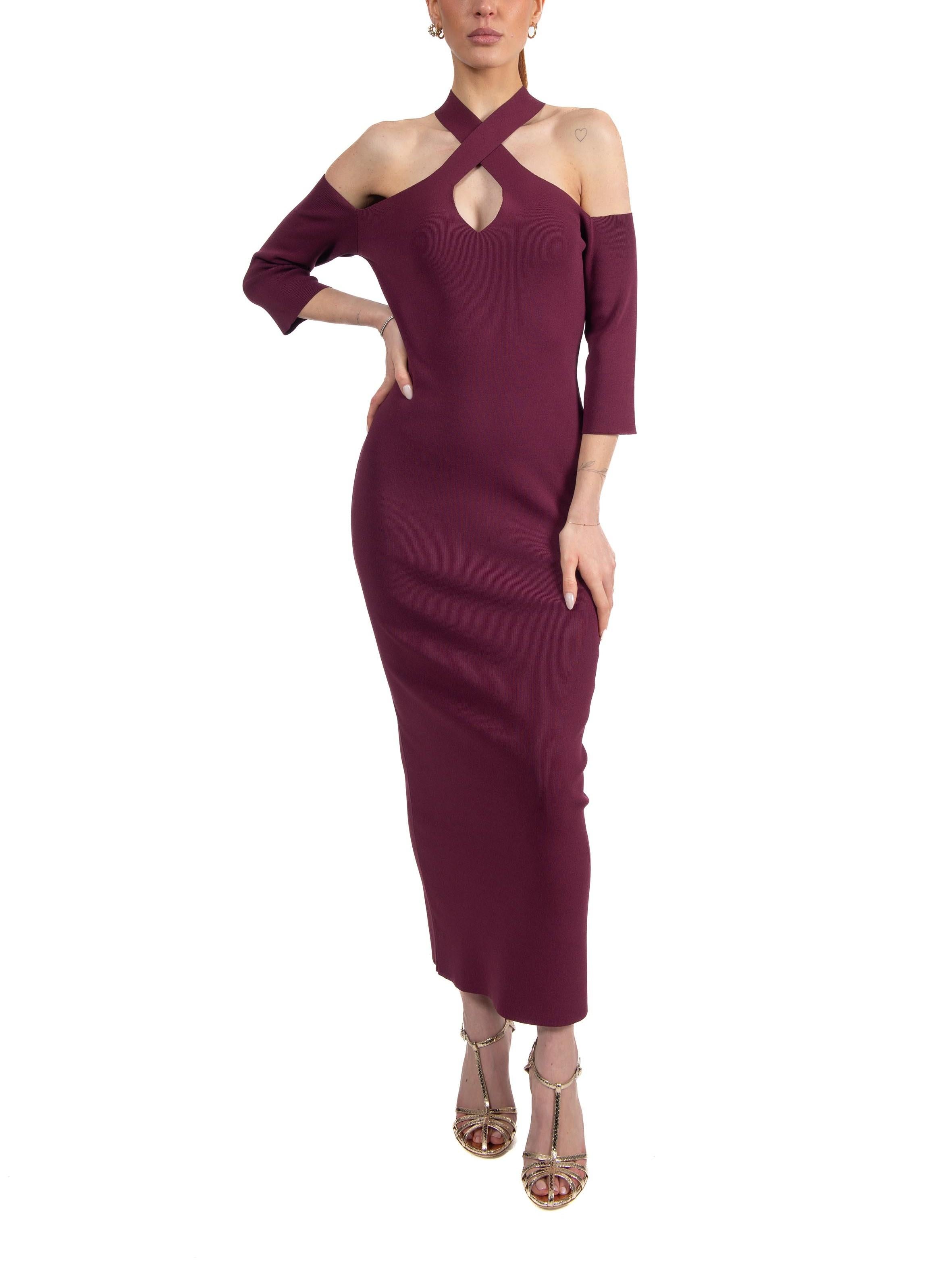 Abito lungo scollo incrocio melanzana 42302 MELANZANA FEDERICA TOSI