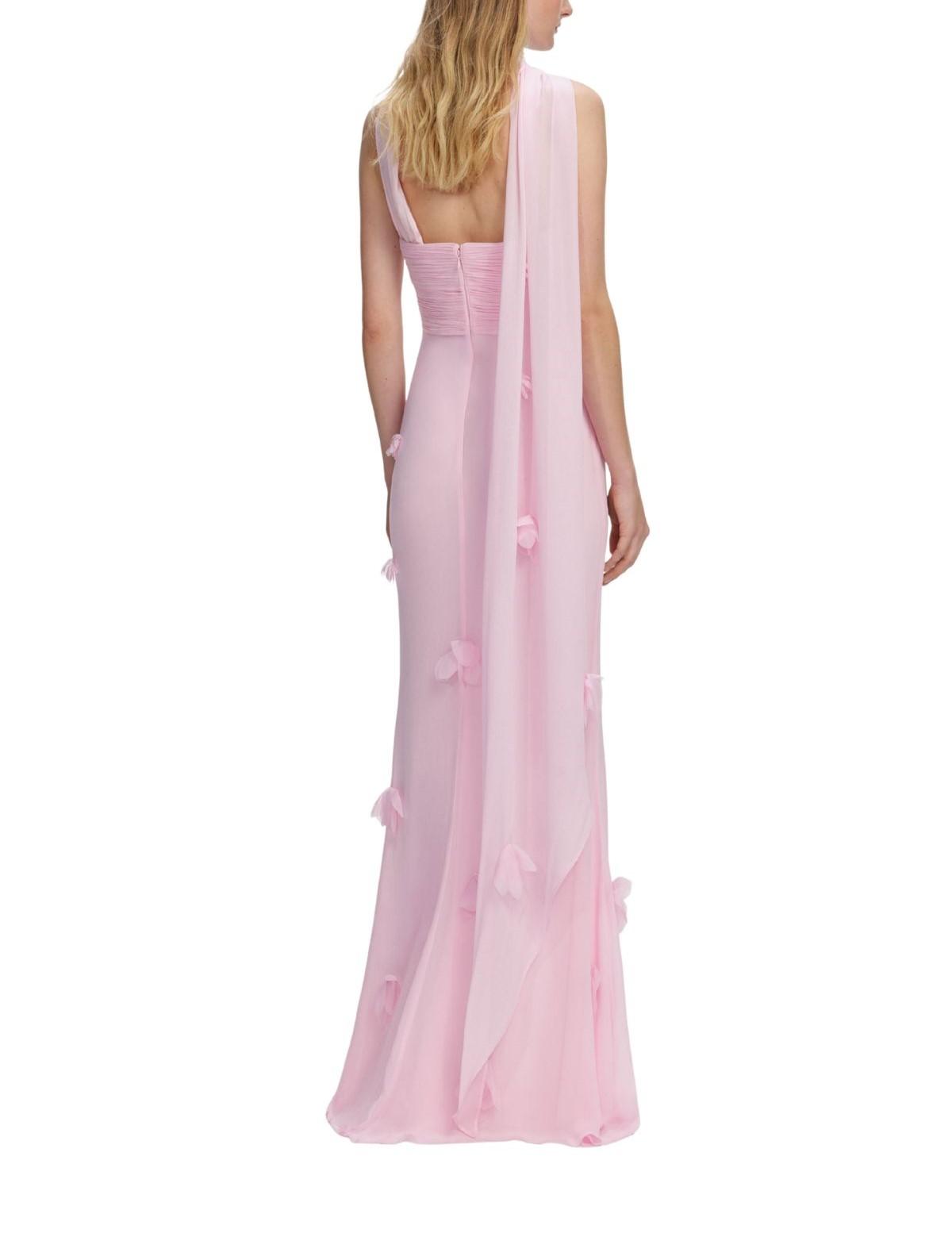 Abito lungo con sciarpa in georgette rosa 258X PINK SELF PORTRAIT