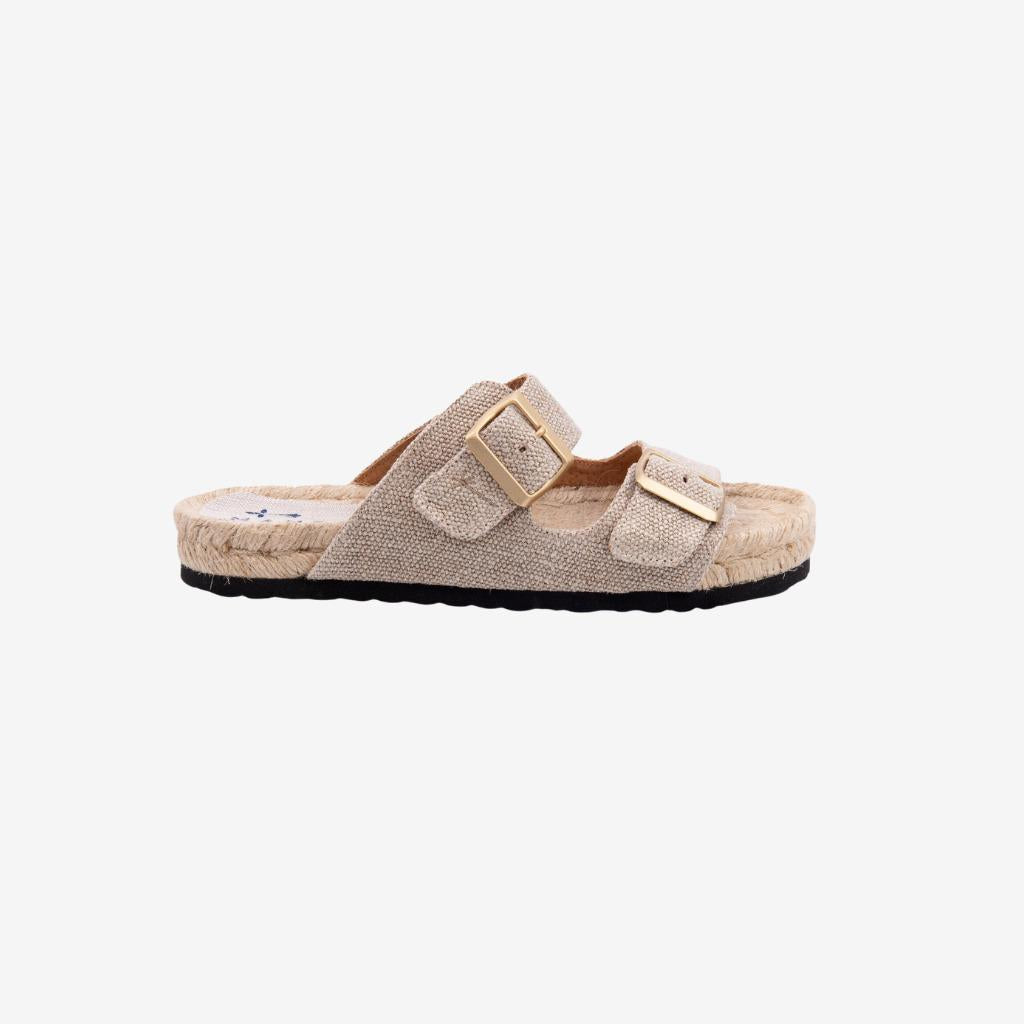 Sandalo con doppia fibbia beige O071 RO B MANEBI