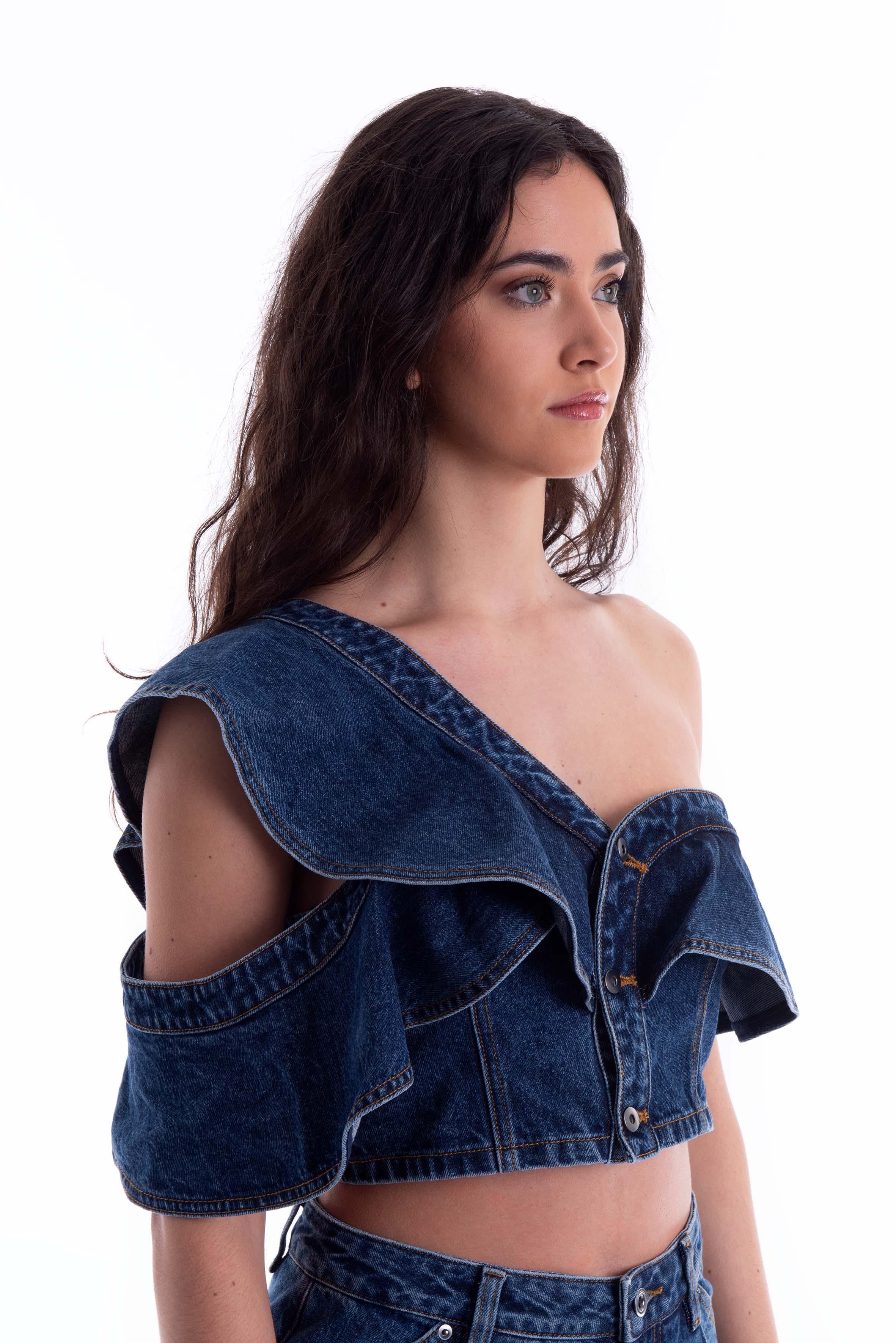 Top monospalla in denim 825T J SELF PORTRAIT