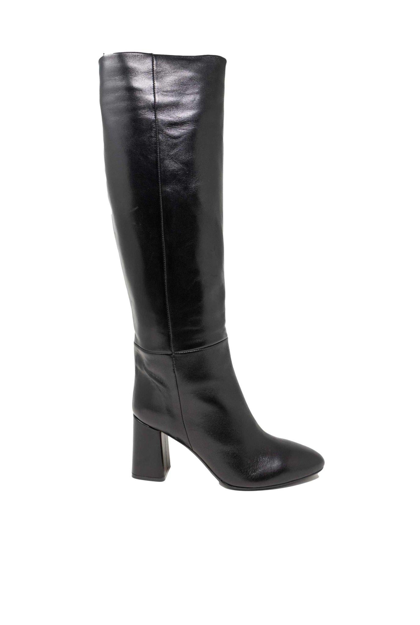Stivale in pelle nera tac.co quadrato 9794 N ANNA F