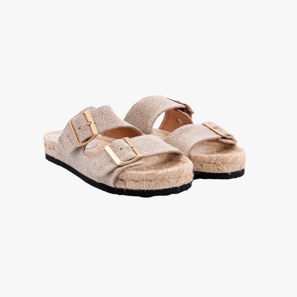 Sandalo con doppia fibbia beige O071 RO B MANEBI