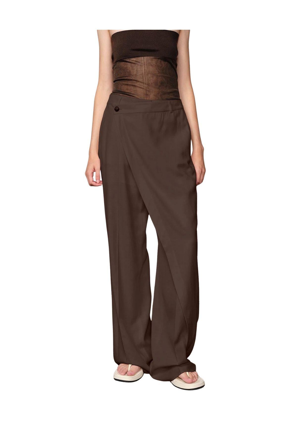 Pantalone palazzo marrone ALINAQ BROWN HERSKIND