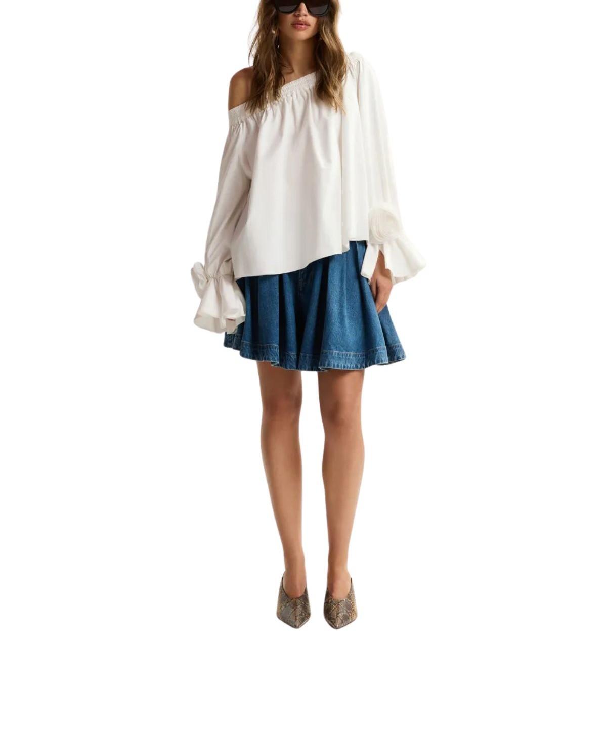 Blusa in cotone bianco con dettagli a rosa JOFIE WHITE ESSENTIEL ANTWERP