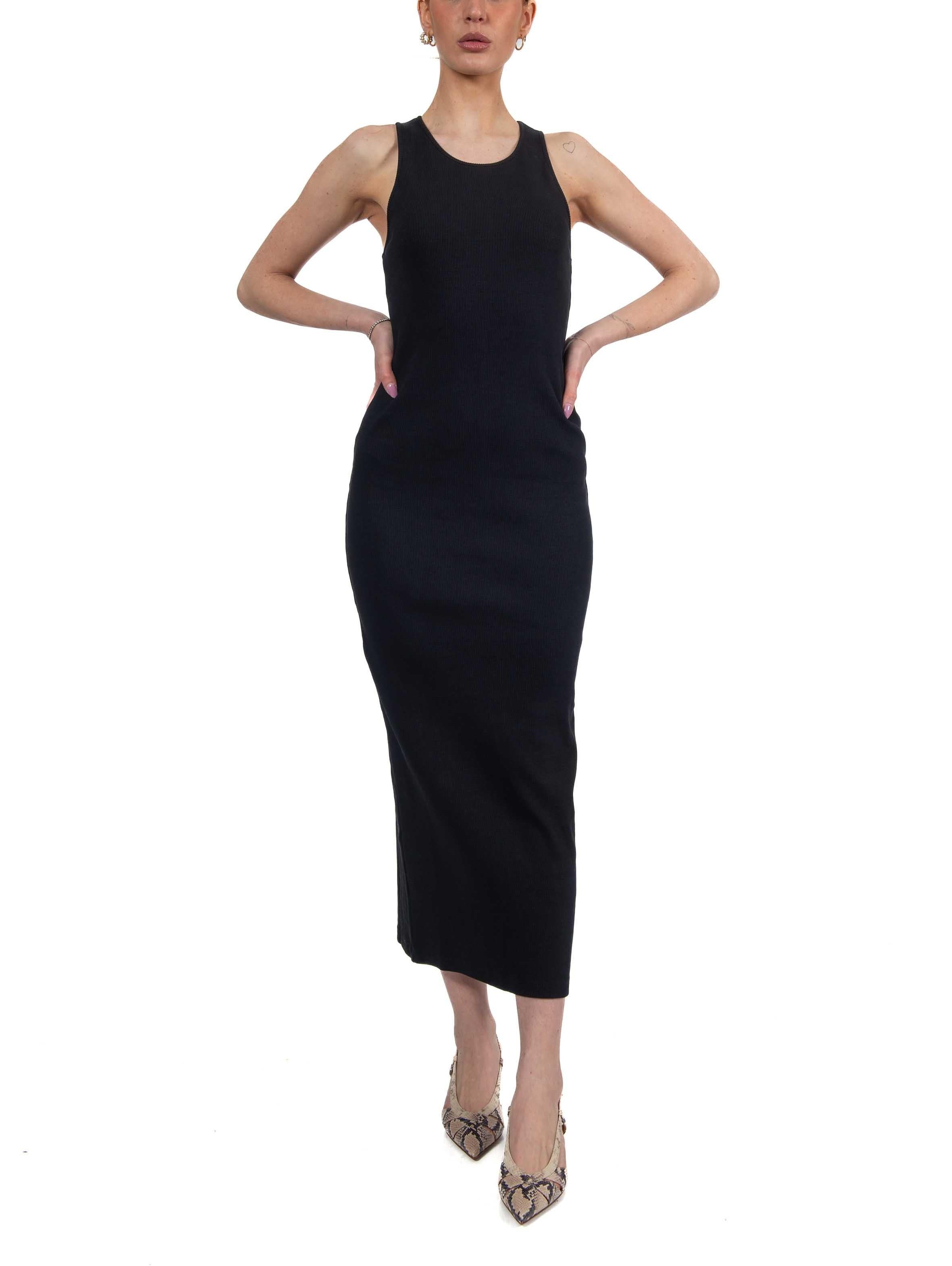Abito lungo a costine in jersey nero 42355 NERO FEDERICA TOSI