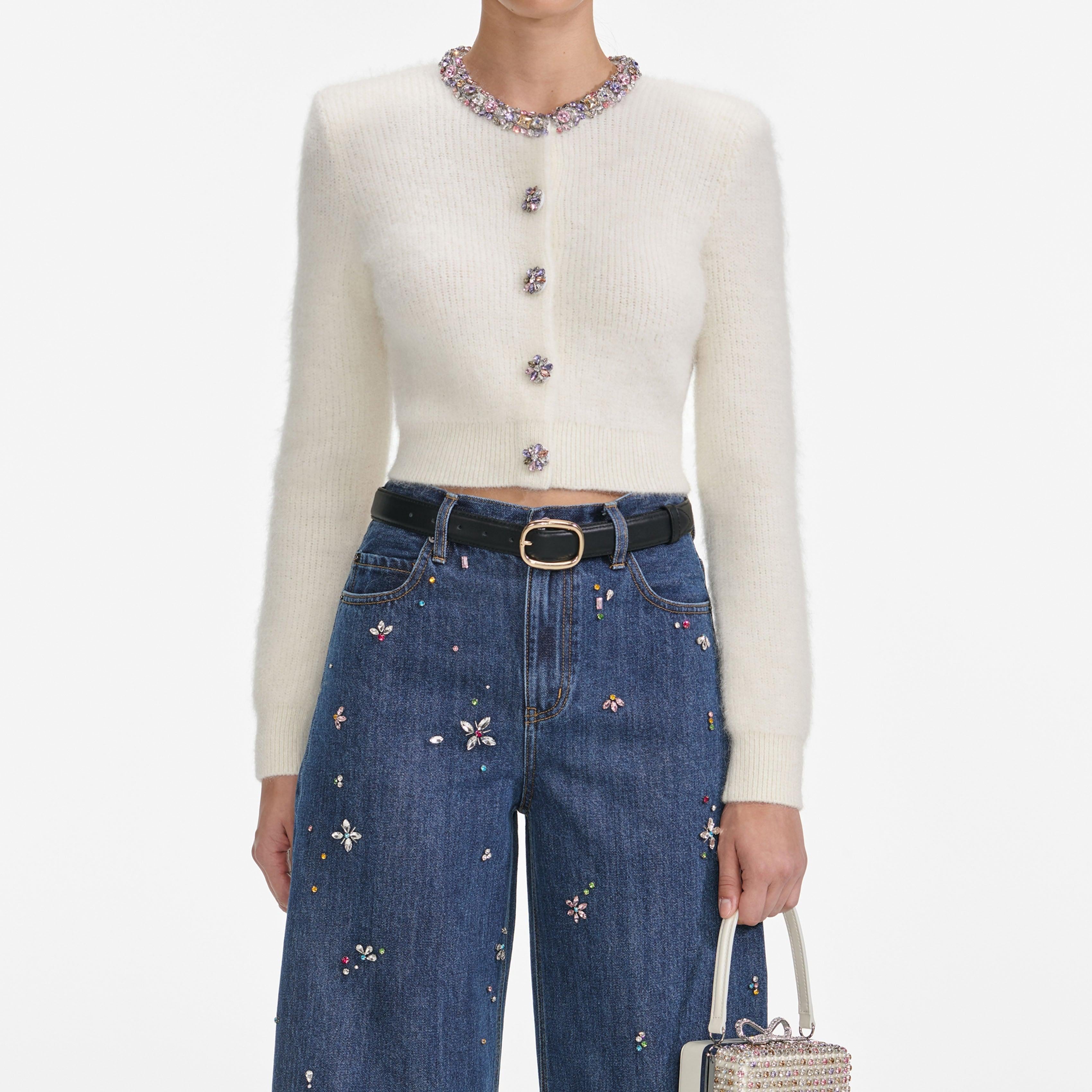 Cardigan bottoni gioiello 135C CREAM SELF PORTRAIT