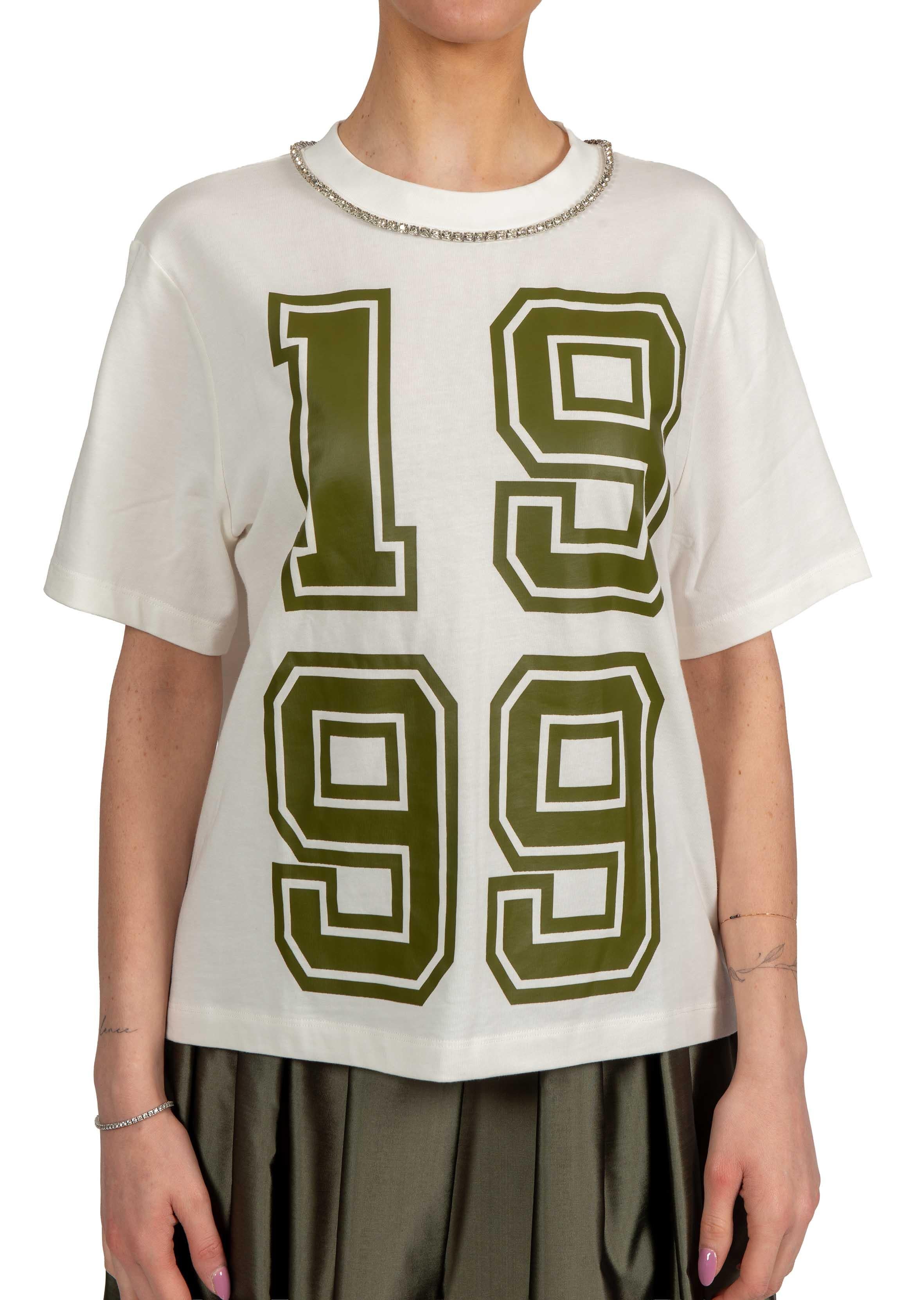 T-shirt Jisos bianca con stampa JISOS OFF WHITE ESSENTIEL ANTWERP