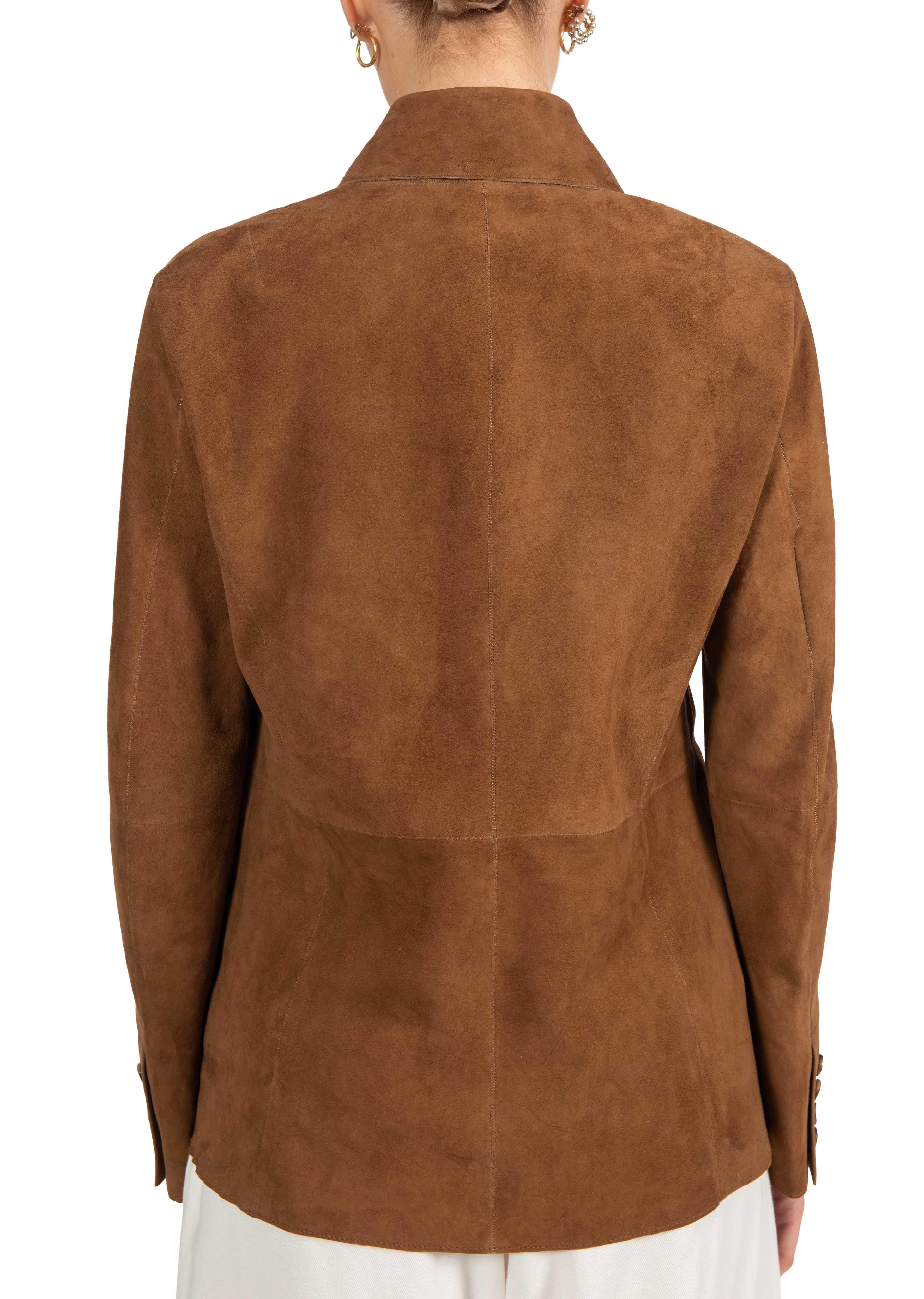 Giacca doppiopetto camoscio cuoio TIAKY TABACCO THE JACKIE LEATHERS