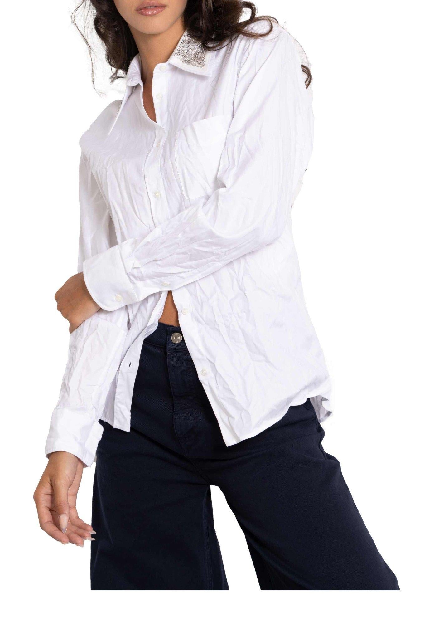 Camicia effetto stropicciata bianca G021 B N° 21