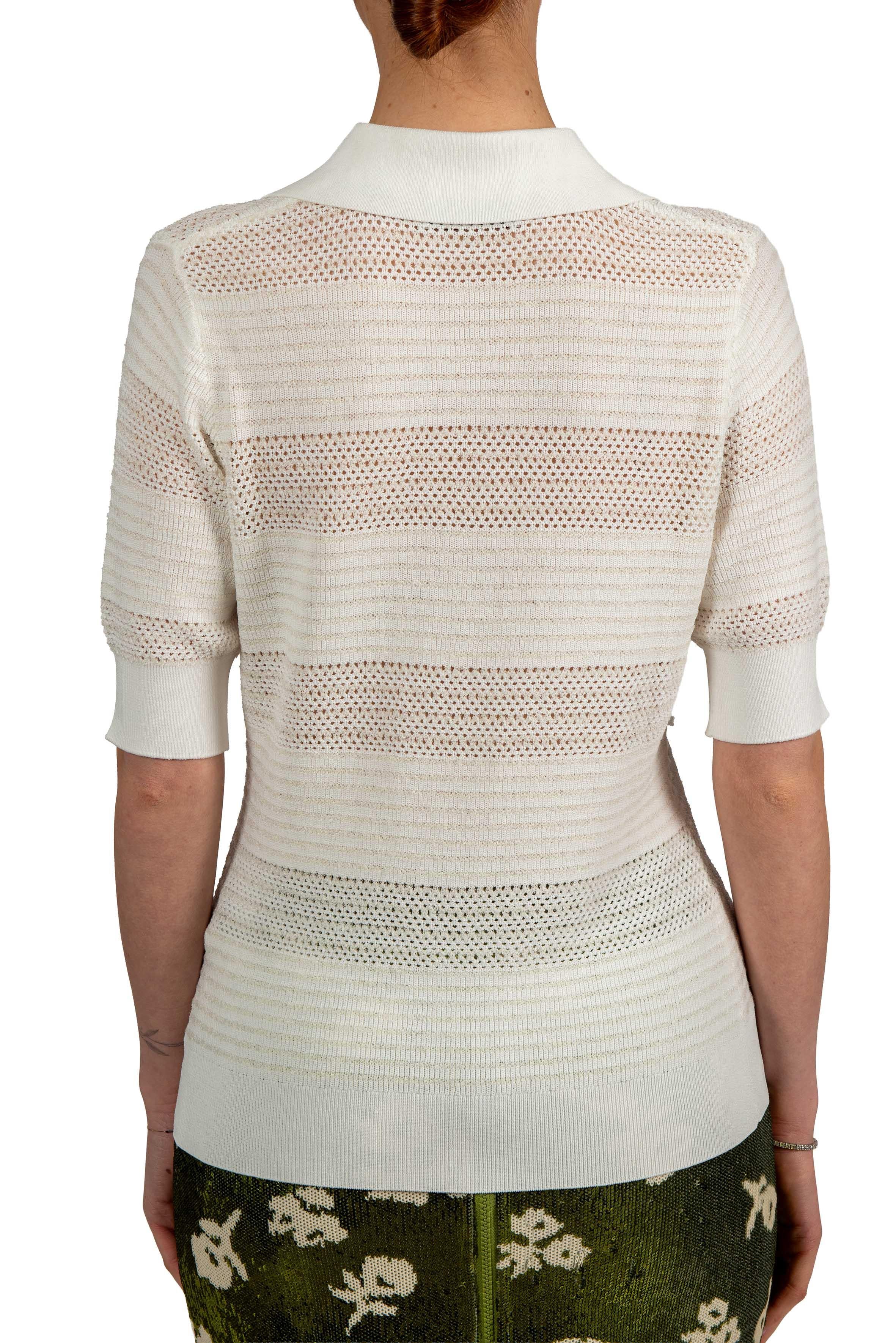 Polo in maglia bianca con decorazione a fiocchi JART POLO OFF WHITE ESSENTIEL ANTWERP
