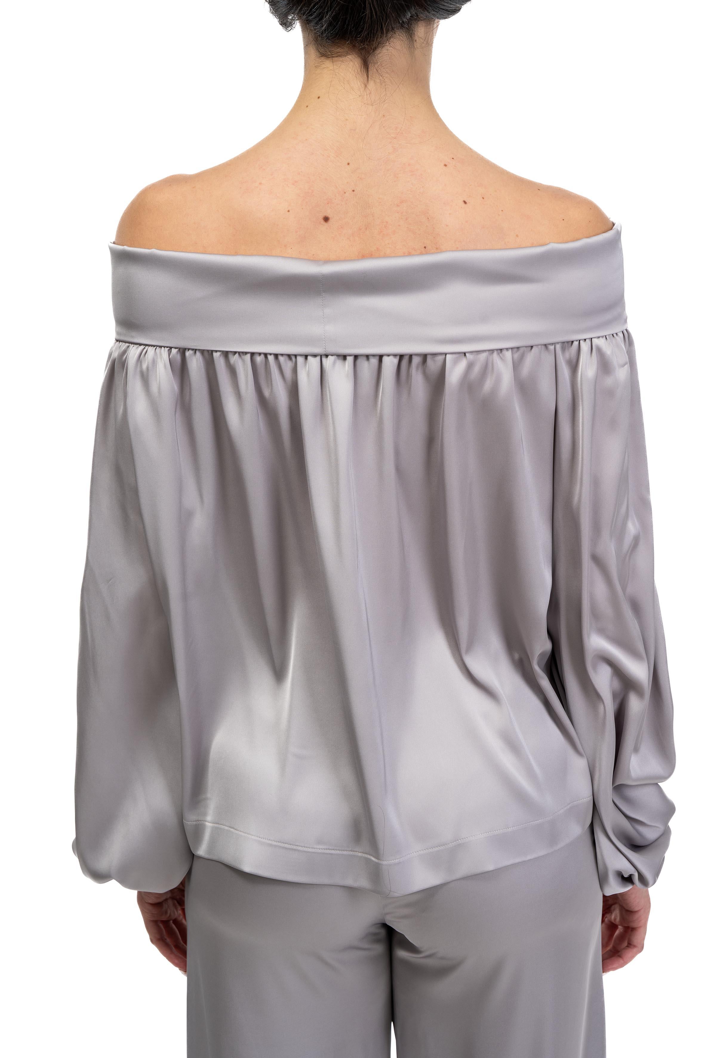 Blusa raso grigia 60670 ACCIAIO D.EXTERIOR
