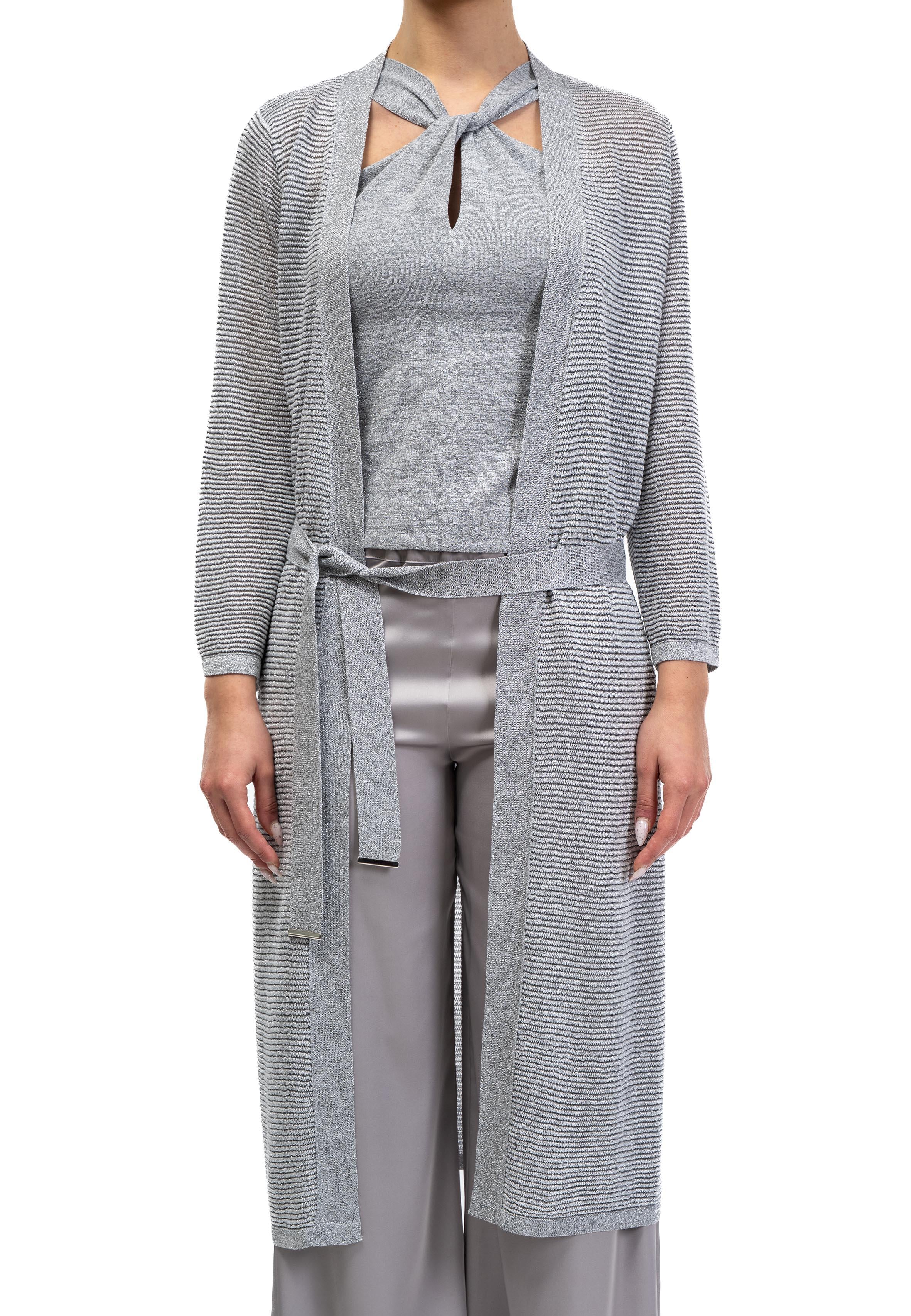 Cardigan lungo in lurex oro 60190 12 ACCIAIO D.EXTERIOR