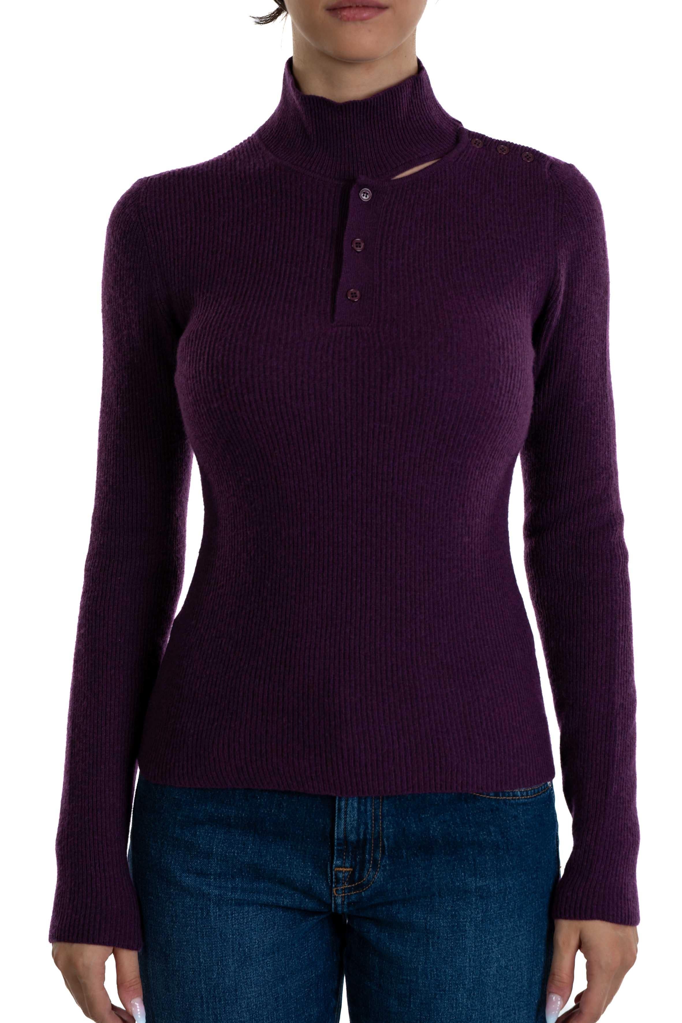 Maglia in cachemire con spalle aperte 32005 353 MELANZANA FEDERICA TOSI